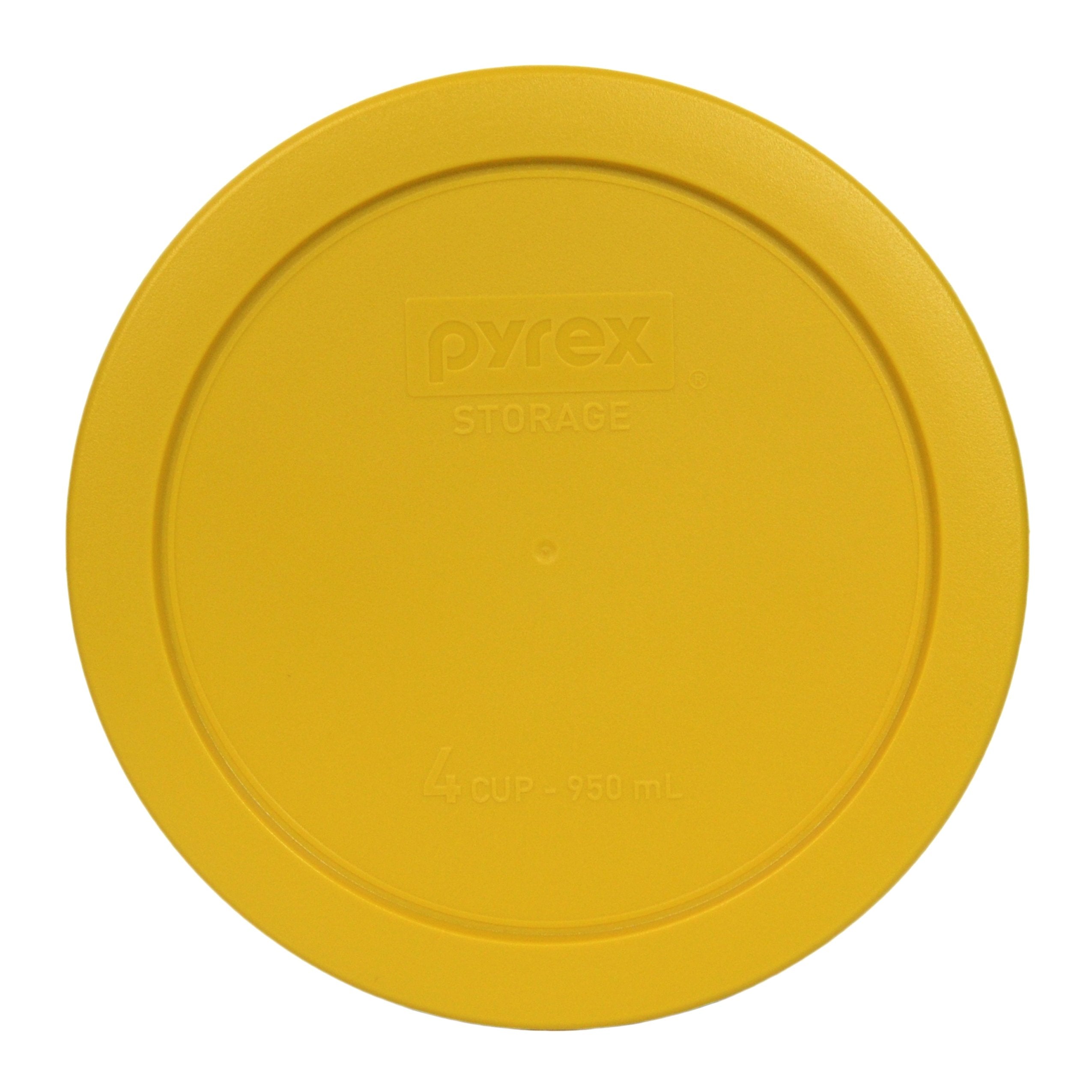Pyrex 7201-Pc Butter Yellow Round 4 Cup Plastic Storage Lid, Made In Usa