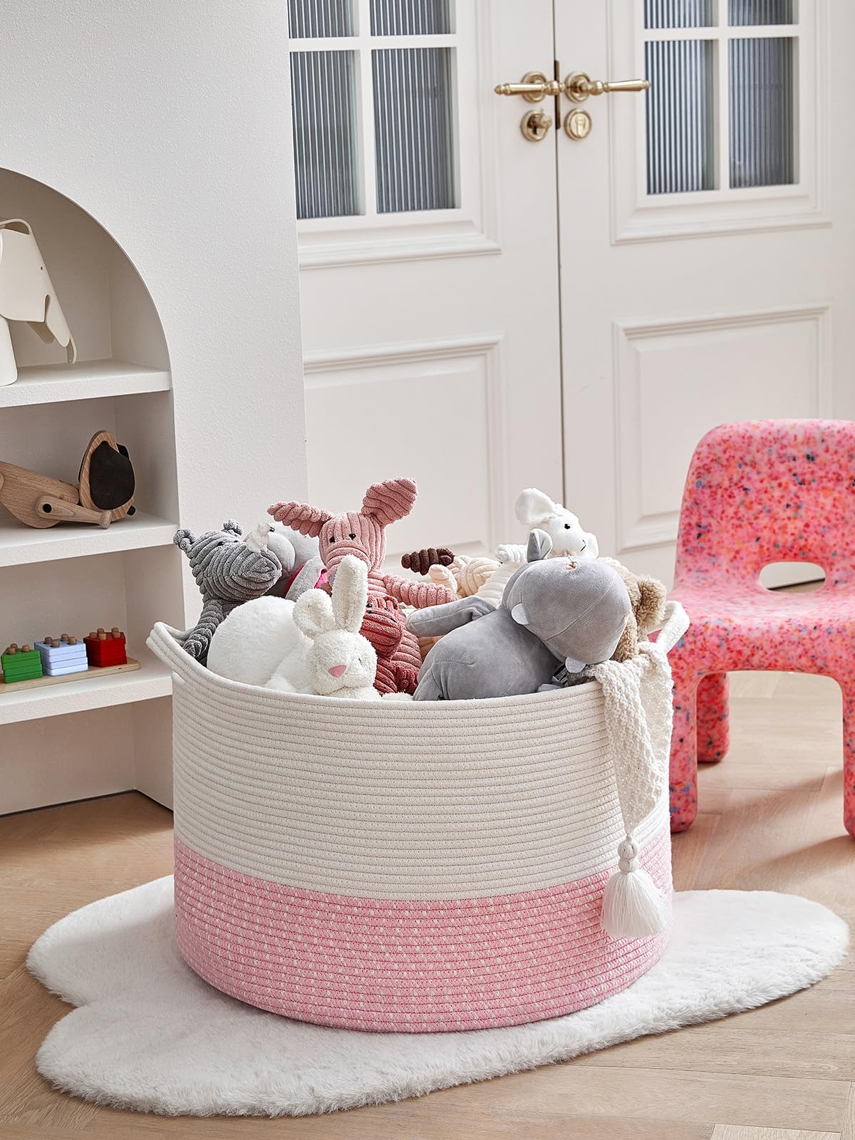 R RUNKA Extra Large Cotton Rope Basket 22'' x 14'' Toy Basket