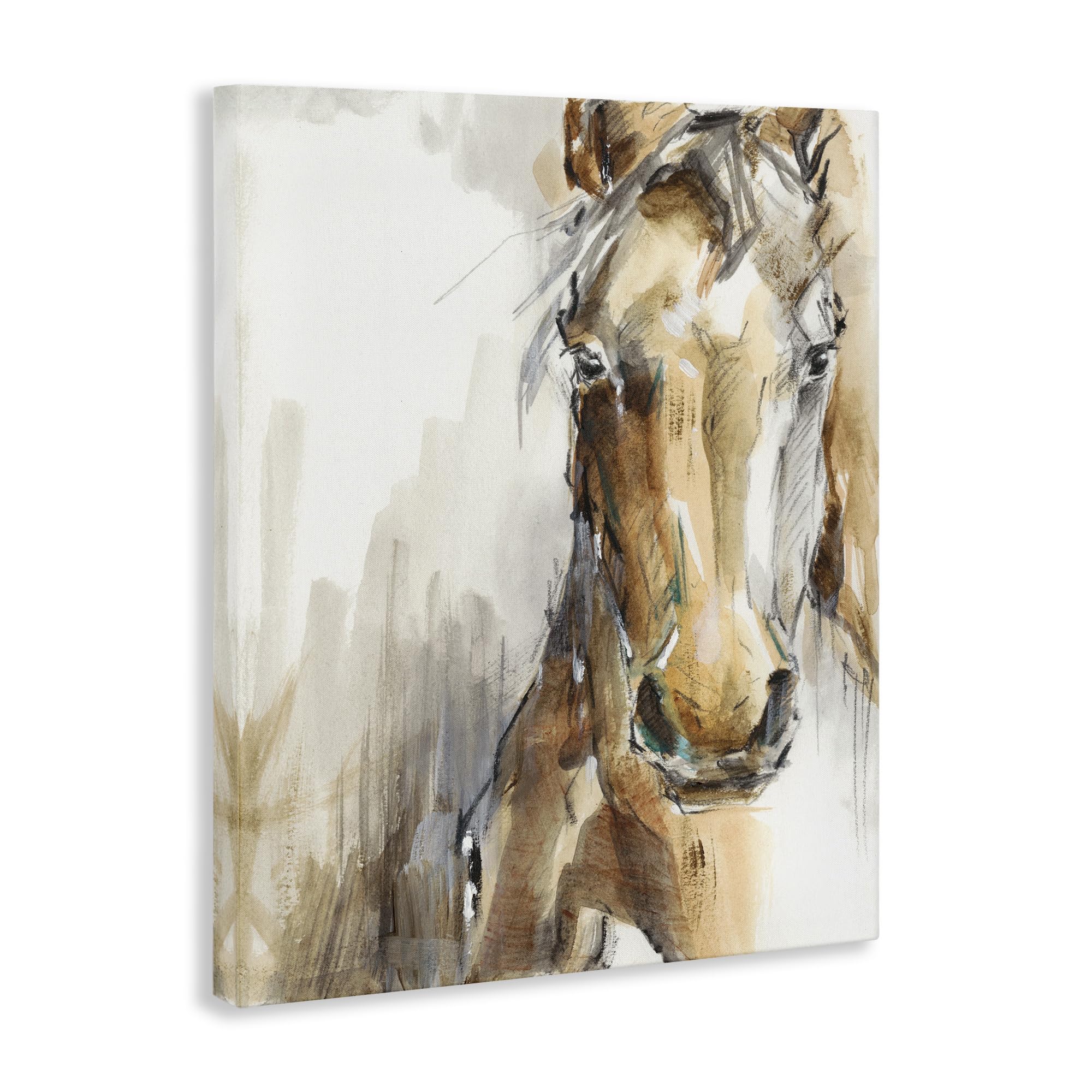 Stupell Industries Horse Portrait Orange Brown Animal Watercolor Painting Canvas Wall Art Design By Artist Ethan Harper