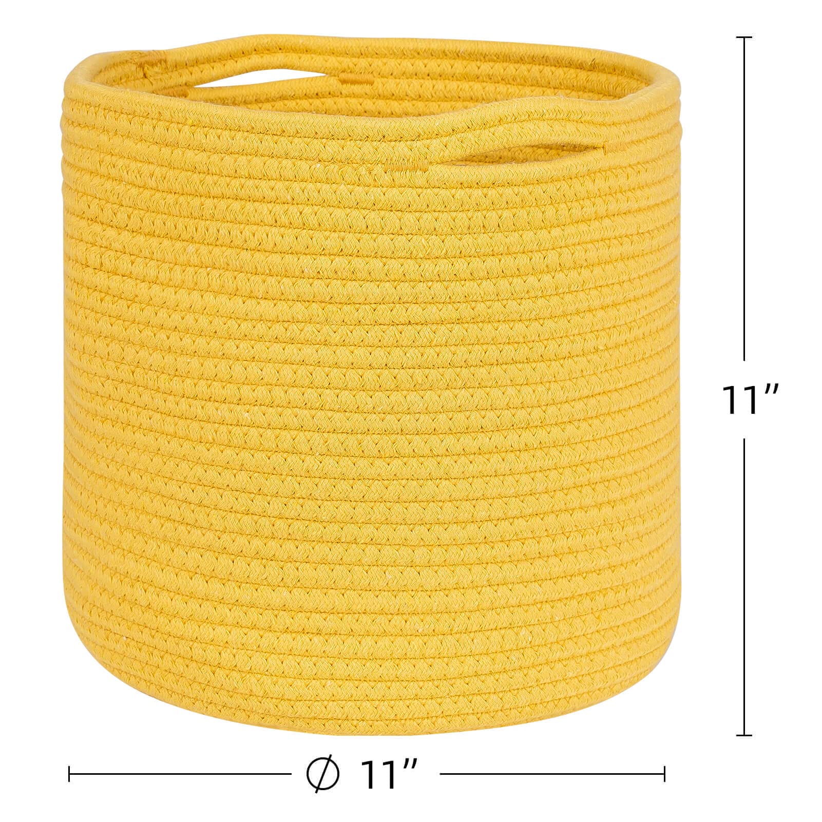voten Storage Cubes Baskets Bins Organizer 11x11x11'' Fit 12x12''Cube Storage Organizer Bookcases Shelf Durable Woven Cotton Storage Basket for Organizing Round 3Pack Yellow