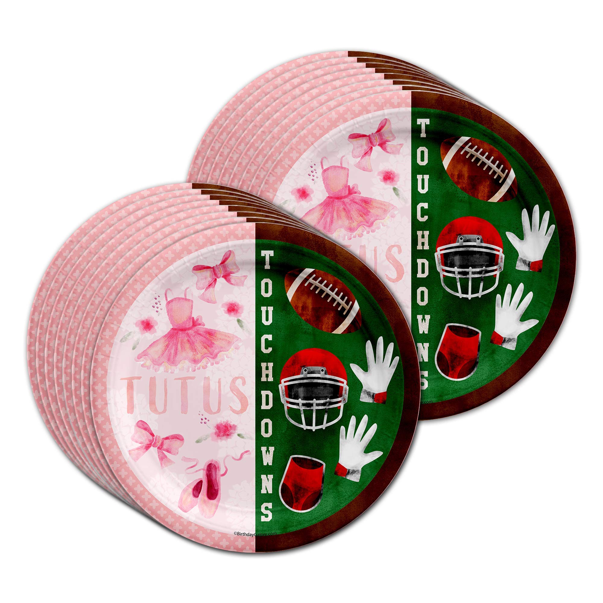 Tutus or Touchdowns Gender Reveal Party Supplies Set Plates Napkins Cups Tableware Kit for 16