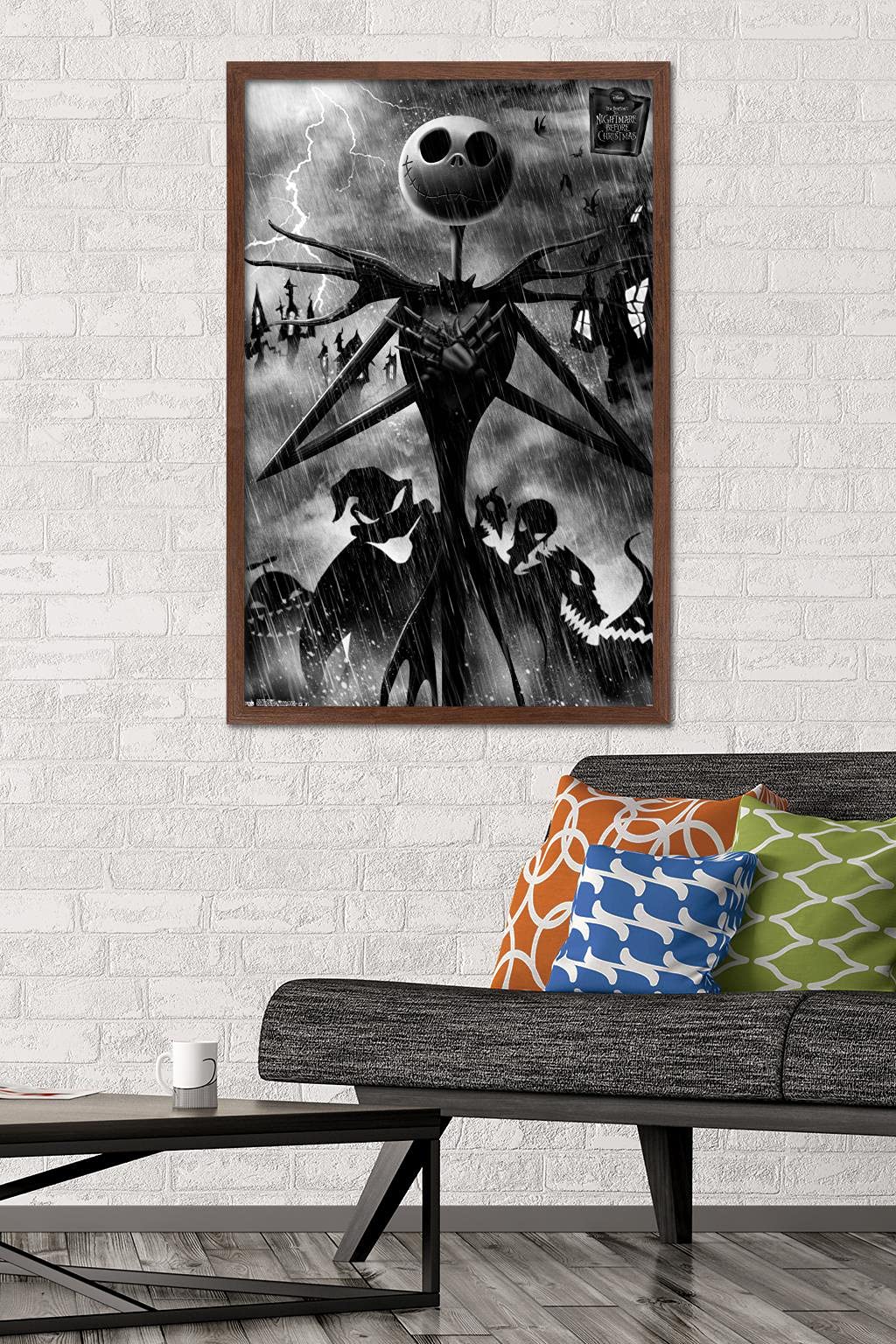 Trends International Disney Tim Burton'S The Nightmare Before Christmas-Shadows Wall Poster, 22.375'' X 34'', Mahogany Framed Ve