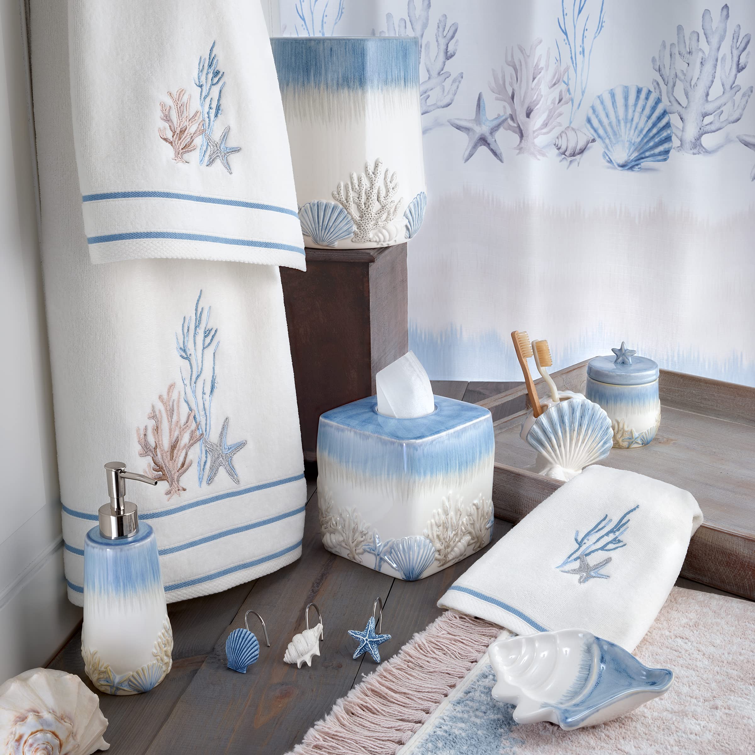 Avanti Linens - Fingertip Towel, Soft & Absorbent Cotton Towel (Abstract Coastal Collection)