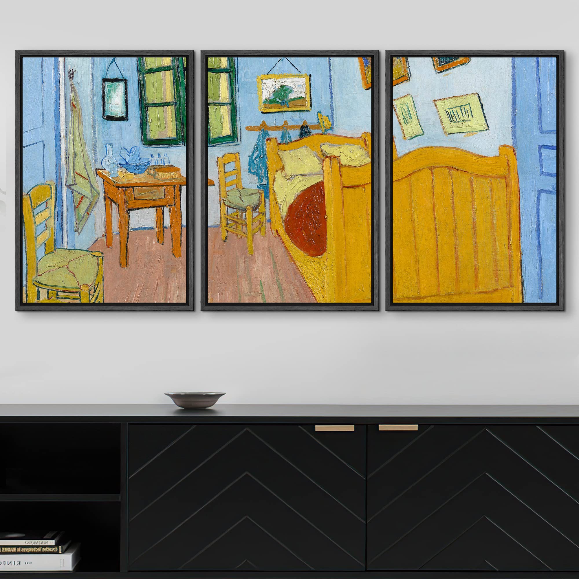 Wall26 Framed Canvas Print Wall Art Set The Bedroom By Vincent Van Gogh Nature Wilderness Illustrations Fine Art Relax/Calm Mult
