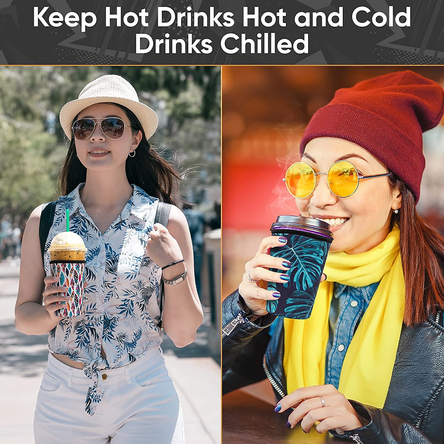 Baxendale And Co Iced Coffee Sleeve For Cold Drink Cups 3 Pack Neoprene Iced Coffee Sleeve Cup Sleeves For Cold Drinks Reusable