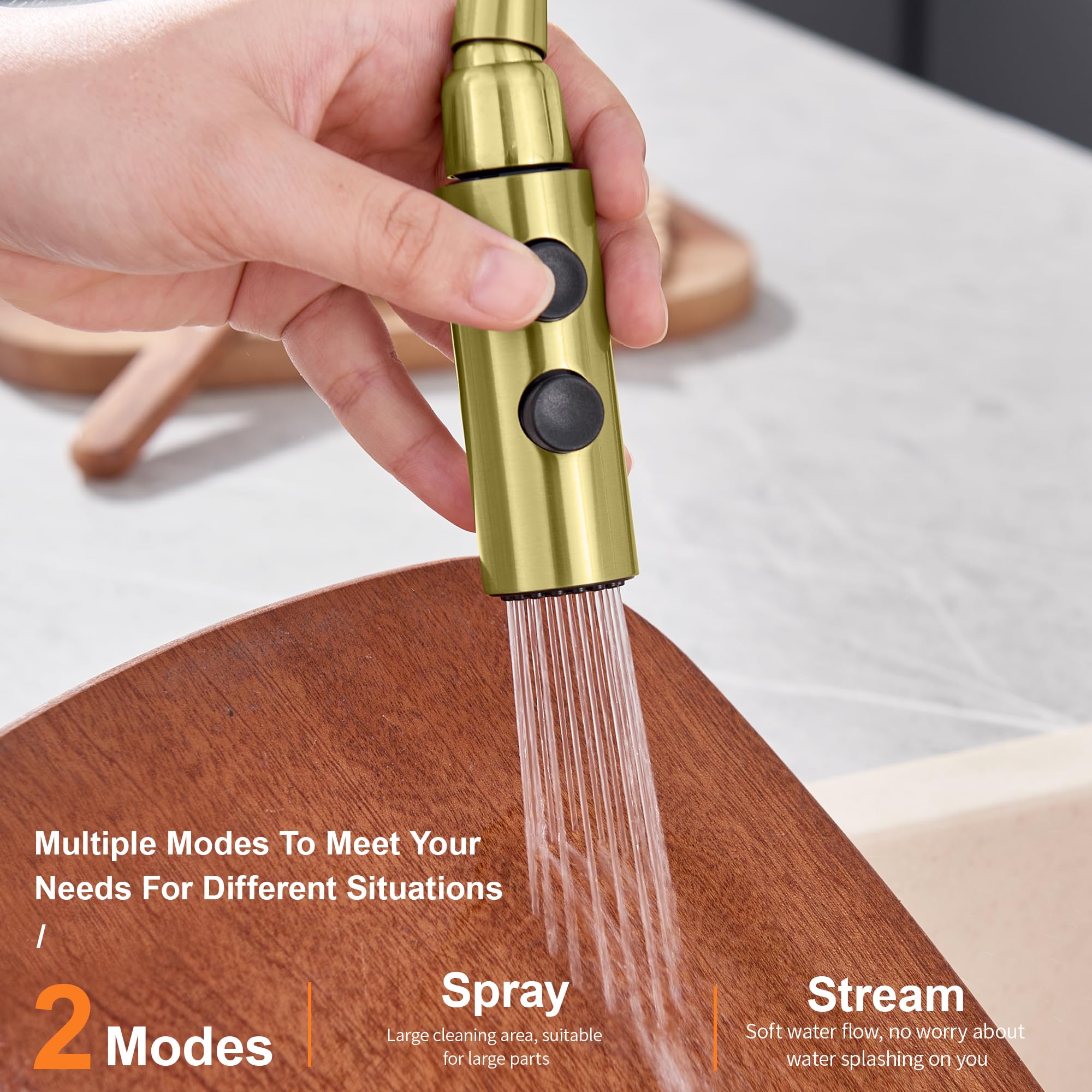 Tioriy Kitchen Faucet Head Replacement Metal, Pull Down Spray Head With 15 Adapters For Kitchen Faucet, 2 Function Kitchen Sink