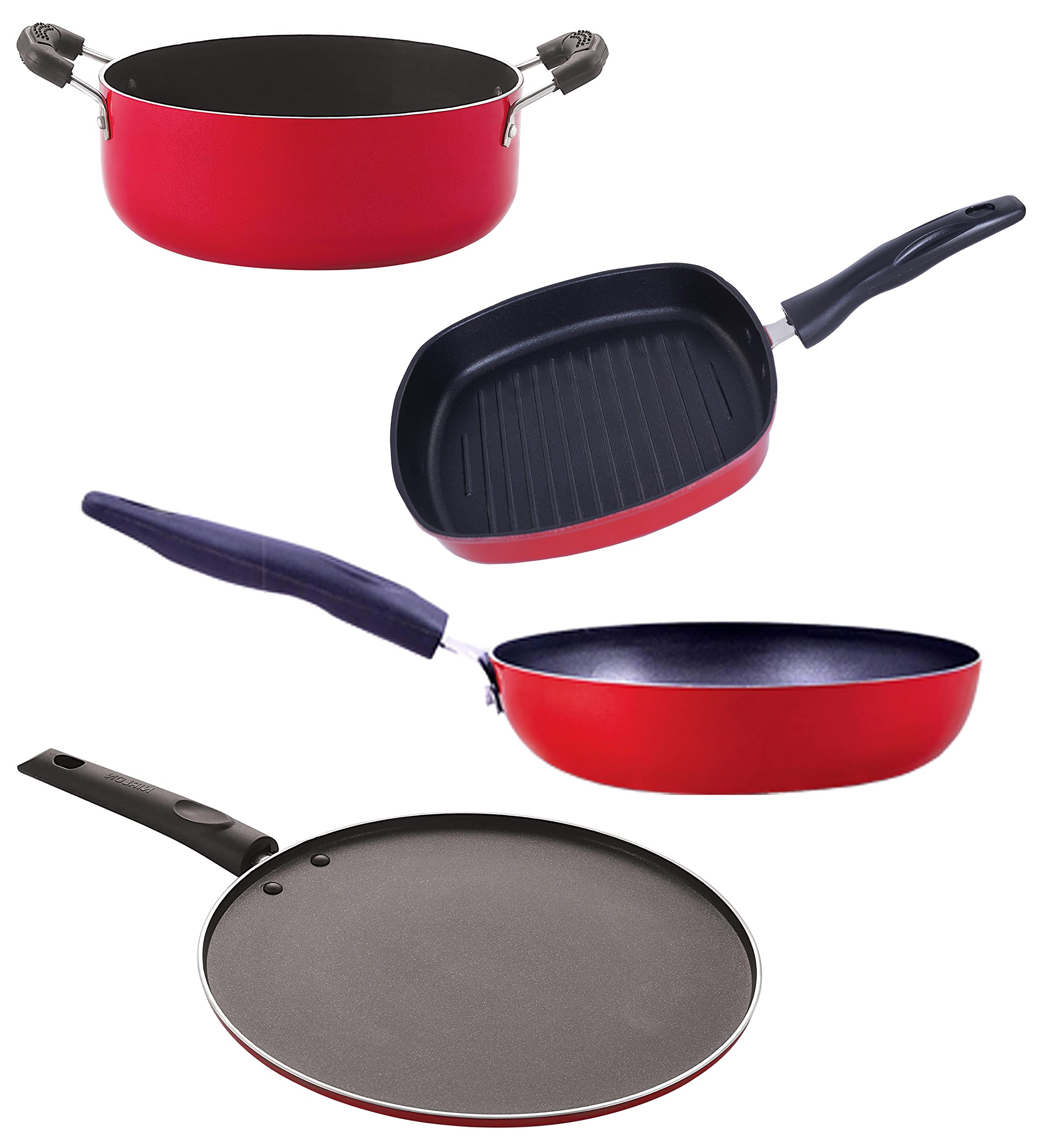 Nirlon Kitchen Non Stick Aluminium Cookware Gift Sets, 4 Pieces(Cvg_St11_Gp24.5_Cs24)