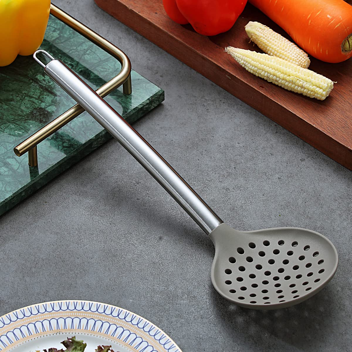 Berglander Skimmer, Non-Stick Silicone Strainer, Kitchen Cooking Skimmers For Non-Stick Cookware, Dishwasher Safe, Easy To Clean