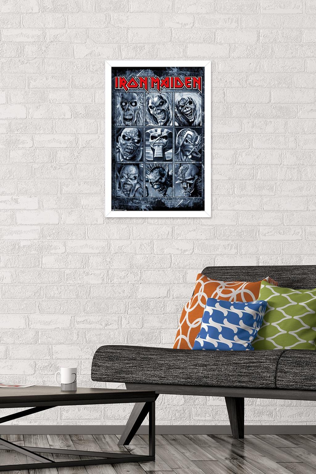 Trends International Iron Maiden - Grid Wall Poster, 14.725'' X 22.375'', White Framed Version