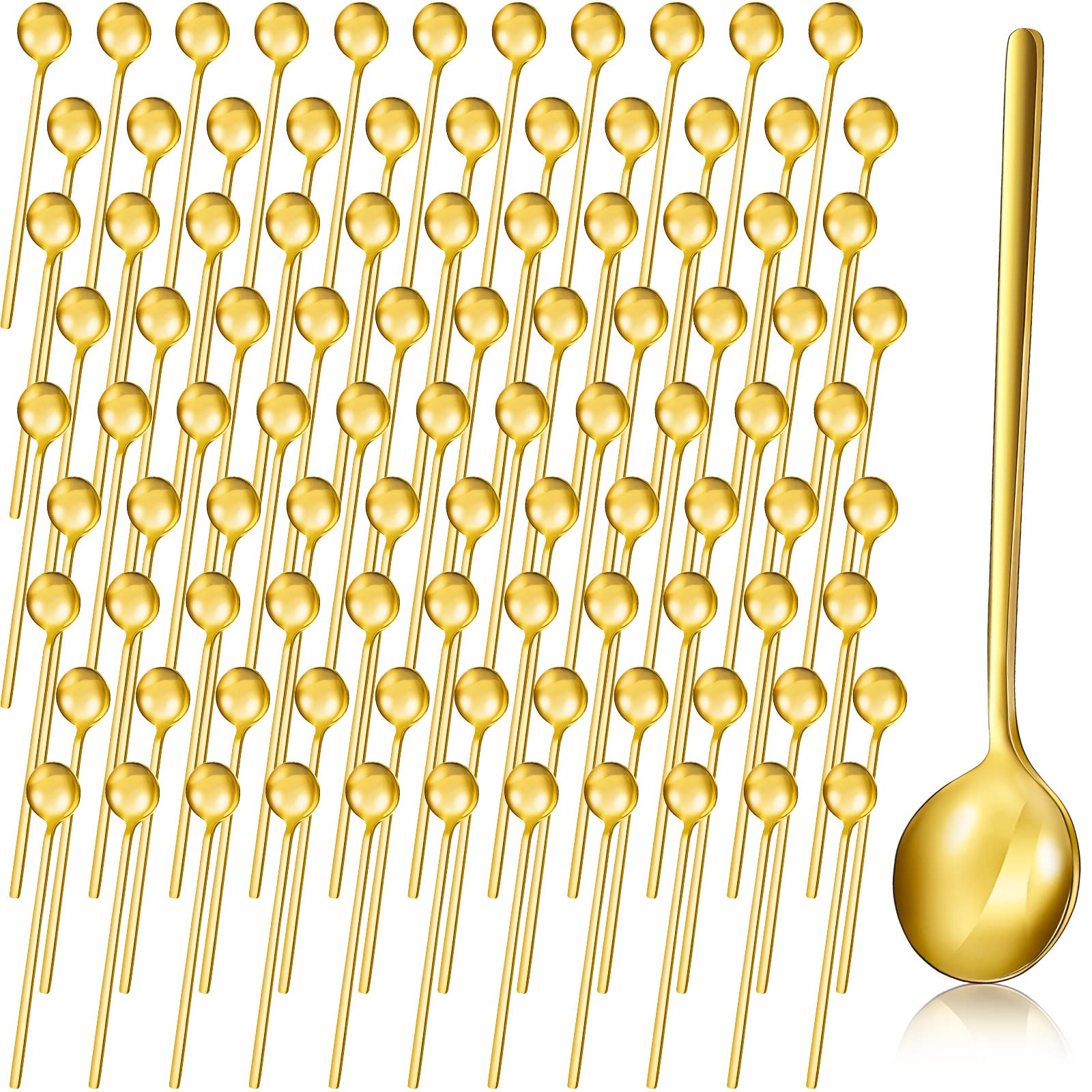 100 Pcs Gold Spoon Espresso Spoons For Coffee Bar Gold Tea Spoons For Hot Tea Stainless Steel Small Spoons 5.1 Inch Mini Teaspoo