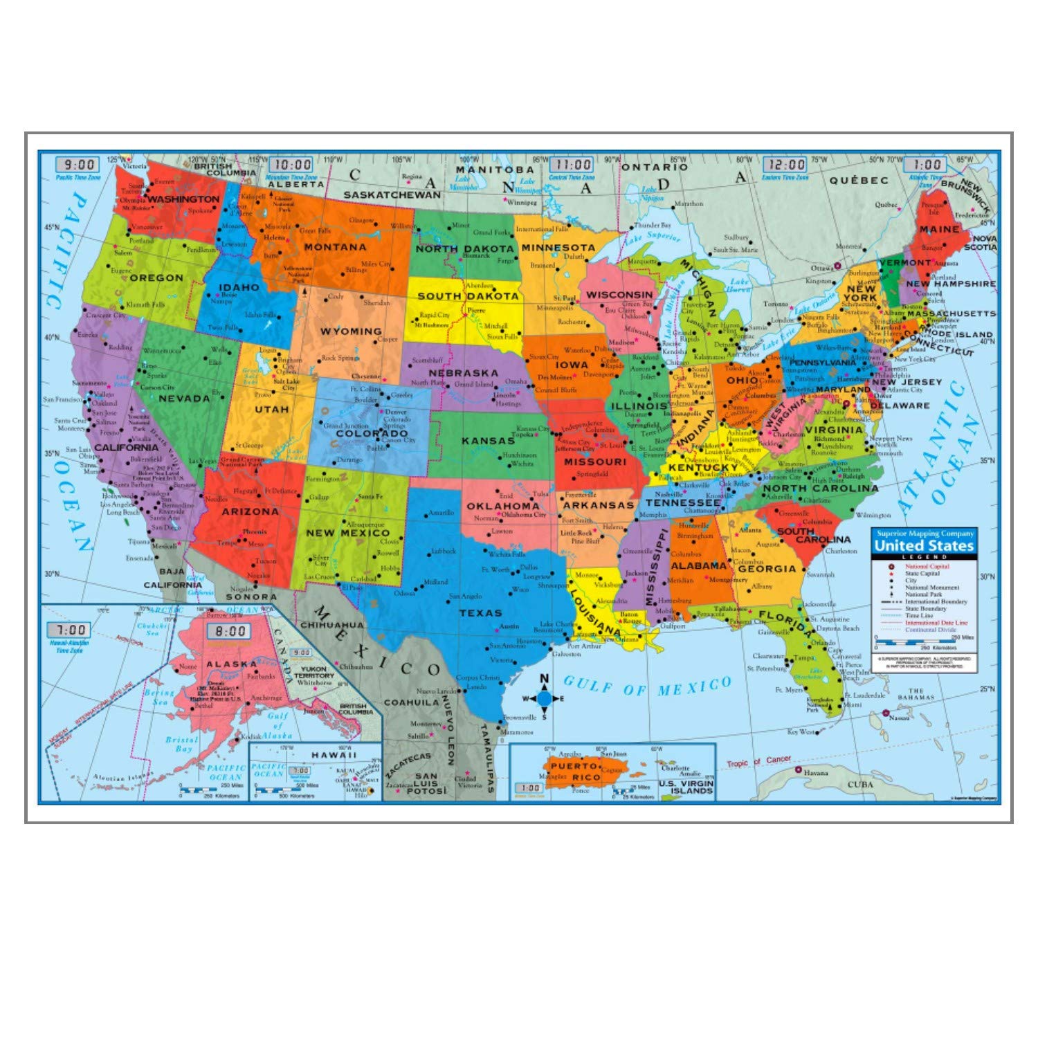 Kappa Pack of 2 United States Wall Maps 40" x 28" Multicolor - Model B4220