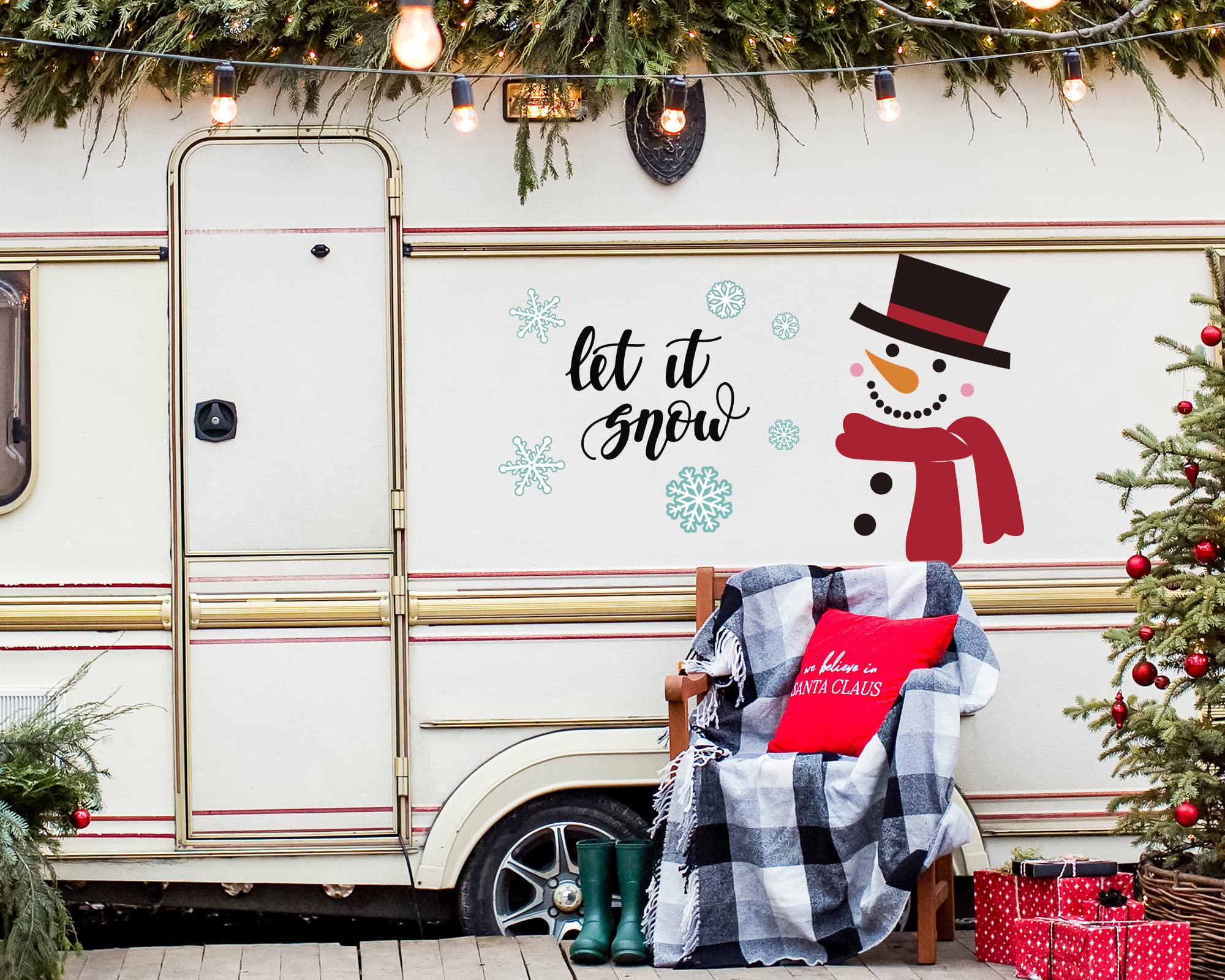 Whaline 21Pcs Christmas Winter Garage Decoration Magnet Stickers Snowman Magnet Decals Refrigerator Stickers Let It Snow Christmas Garage Door Decals for Christmas Party Supplies Home Decorations