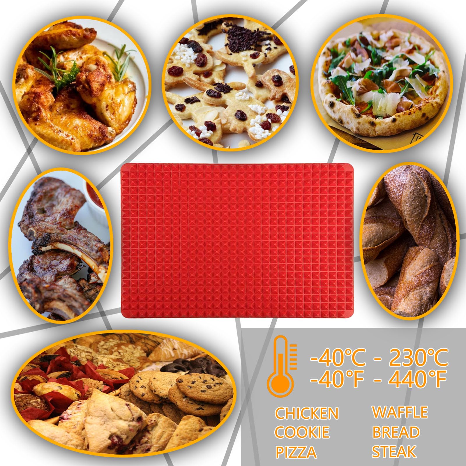 ShangPinFeiLi Silicone Baking Mats 2 Pack - 16"x11", Nonstick Red Cooking Sheets for Baking, Grilling, BBQ, Oven Roasting
