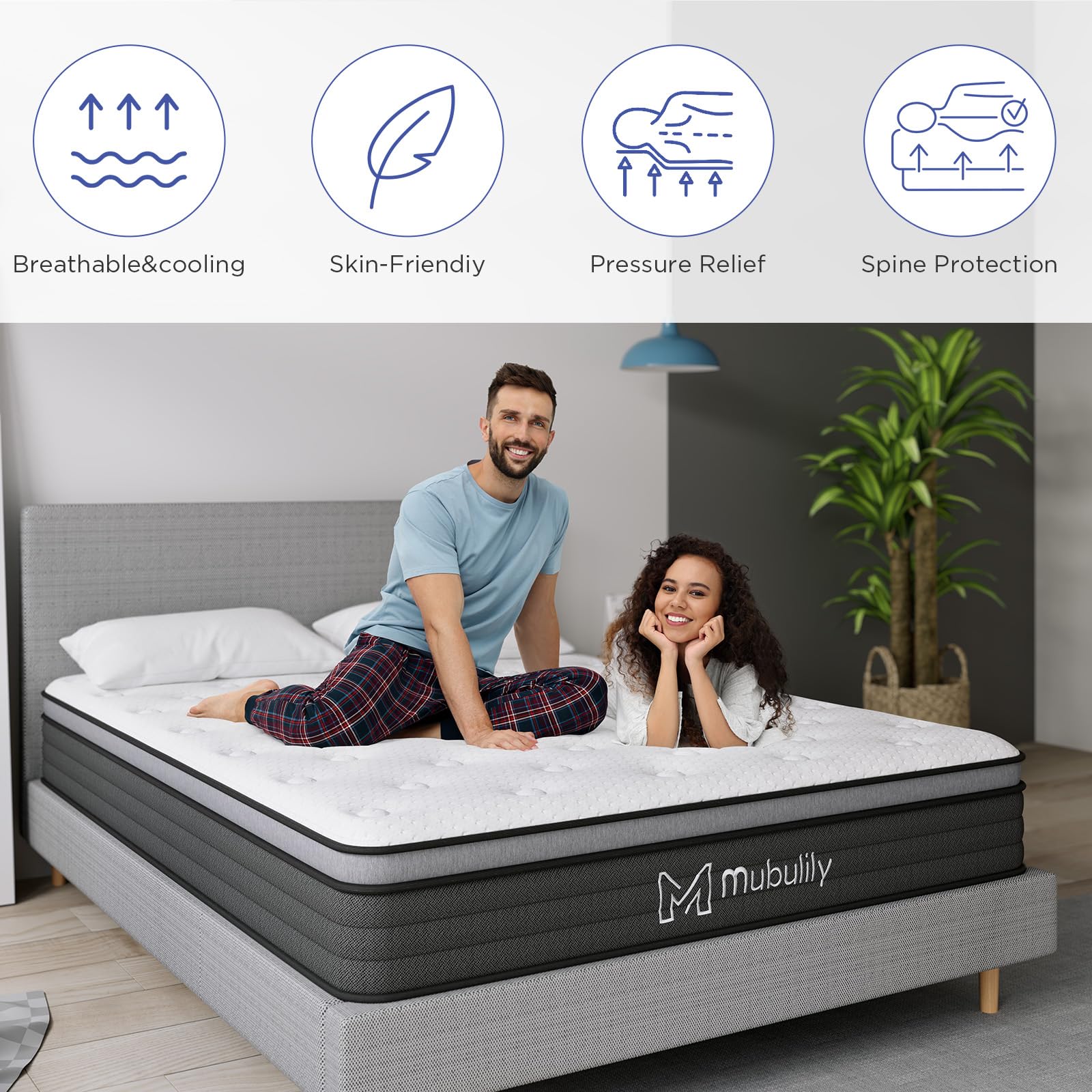 Mubulily Queen Mattress,12 Inch Memory Foam Mattress Queen Size,Queen Size Mattresses Made Of Foam And Individual Pocketed Sprin
