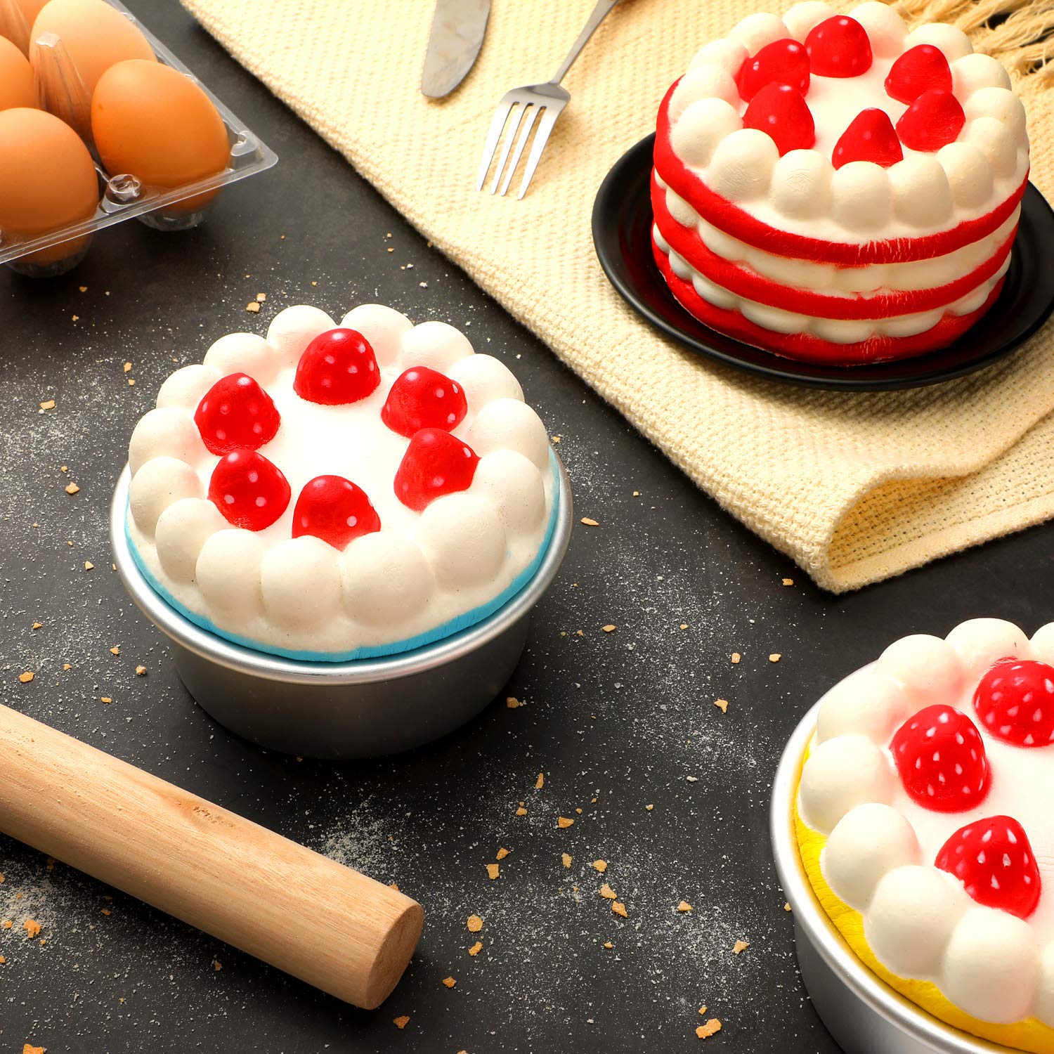 Patelai 8 Pieces Round Cake Pan 4 Inch Non Stick Aluminum Round Mold Cheesecake Baking Pans For Home Party Baking Supplies