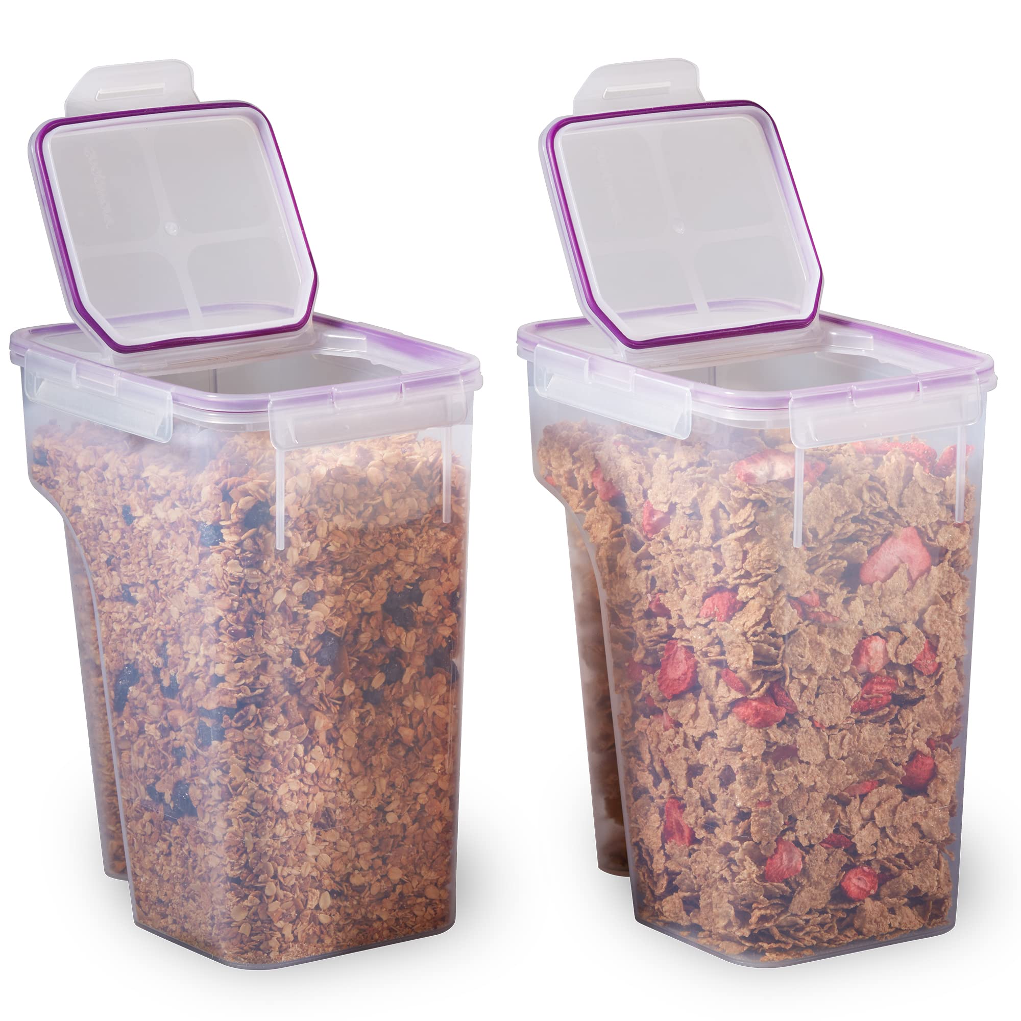 Snapware Airtight 2-Pack (22.8 Cup) Cereal Dispenser Storage Containers, Flip-Top Lid BPA Free, Plastic Containers For Cereal, R
