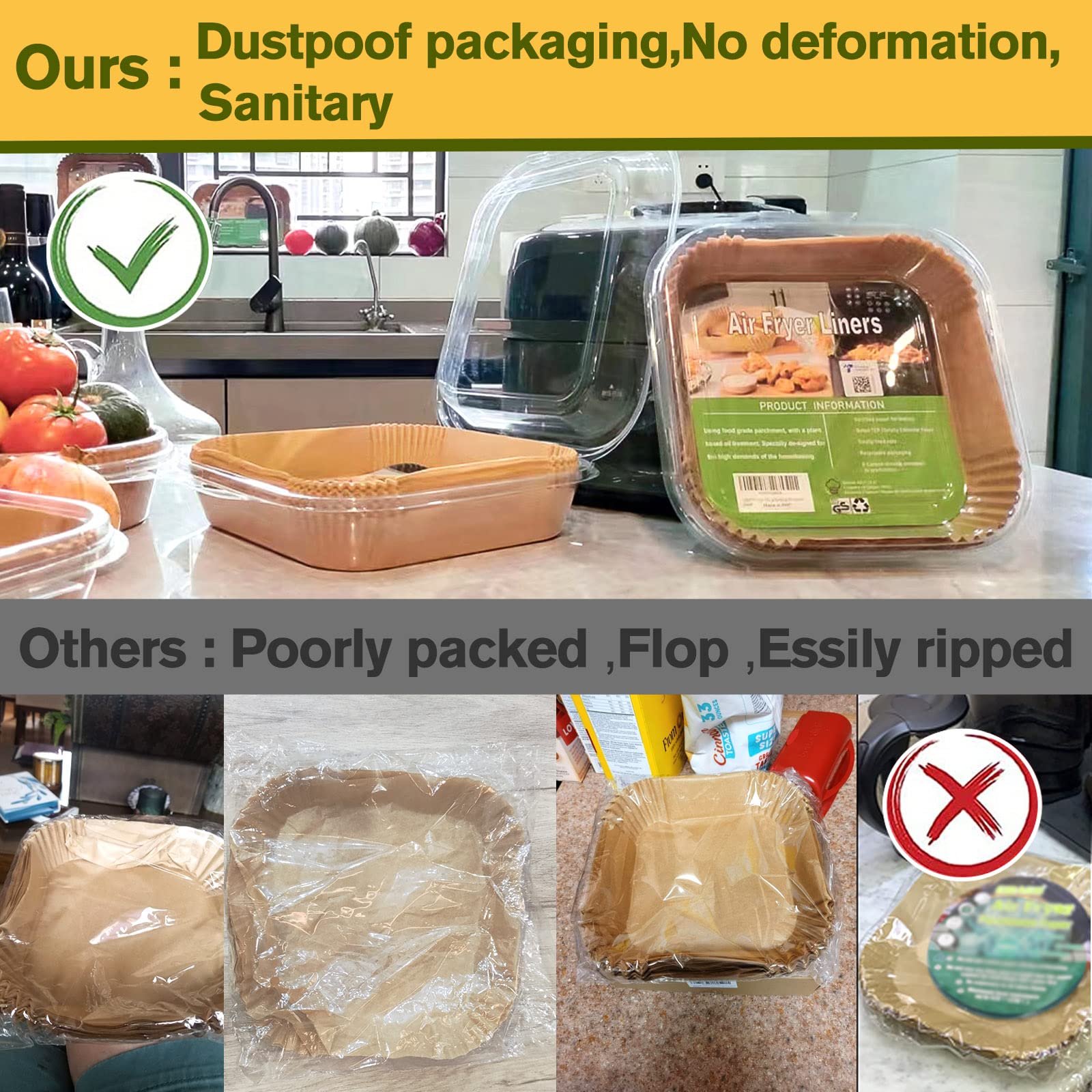 Liners for Air Fryer Basket  XL Disposable Air Fryer Paper Liners for Power XL  Chefman  Instant Pot Air Fryer Basket  Air Fryer Parchment Paper Liners 9.5 Inch Square  125PCS Air Fryer Oven Liners