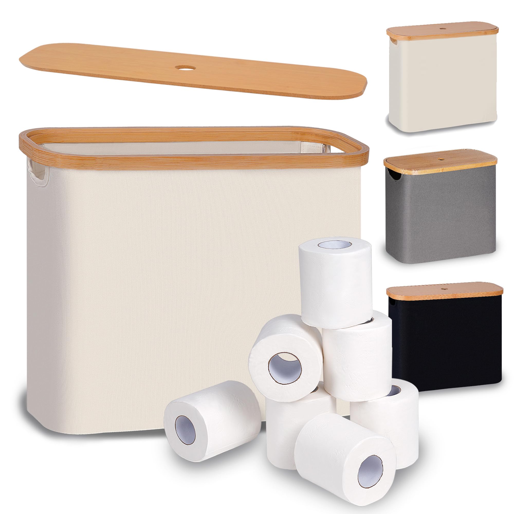 Efluky Toilet Paper Basket, Toilet Paper Storage With Lid, Toilet Paper Organizer For Bathroom, Free Standing Toilet Paper Holde