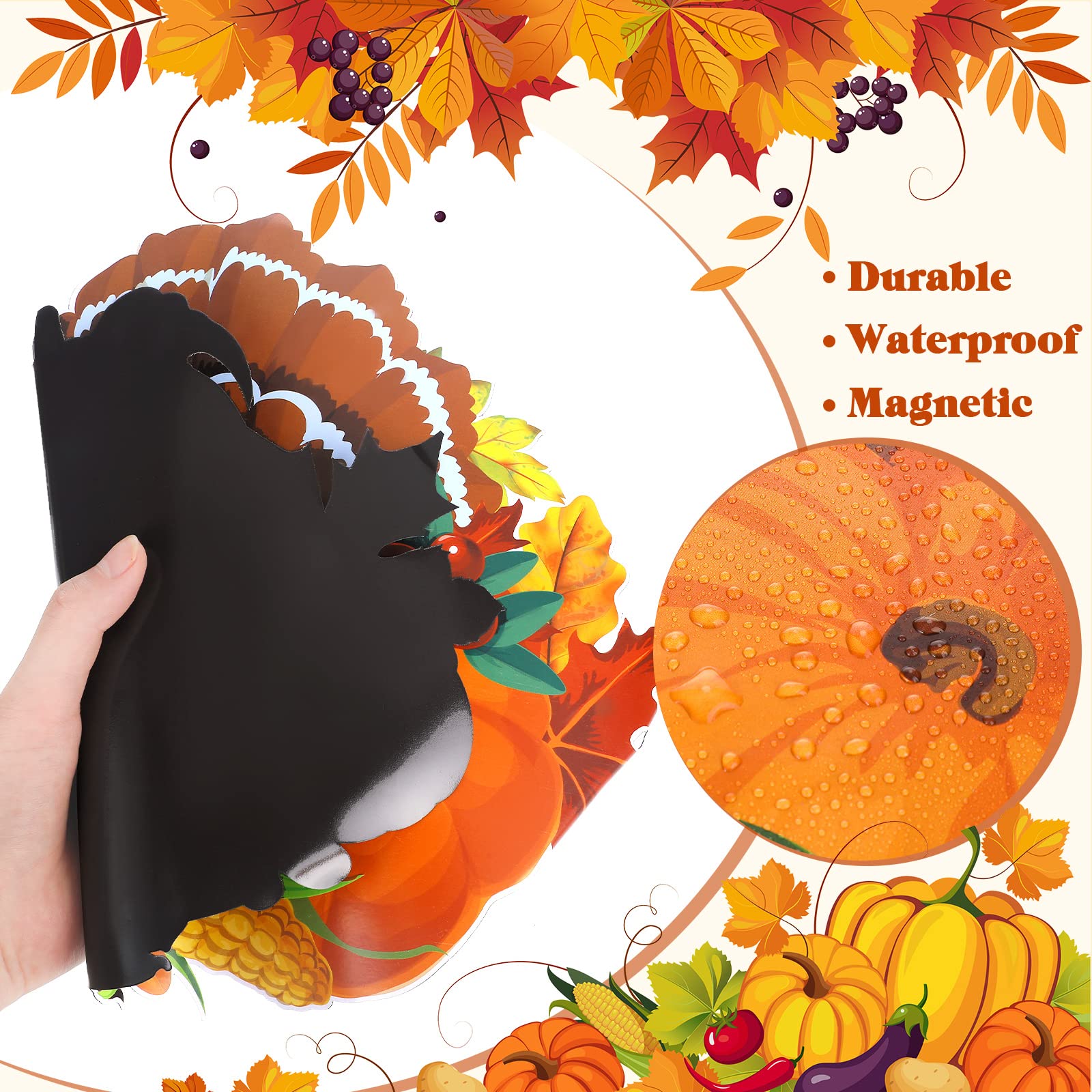 Xuhal 20 Pcs Thanksgiving Garage Door Magnets Decoration Fall Magnets for Garage Door Autumn Outdoor with Grateful Blessed Thank