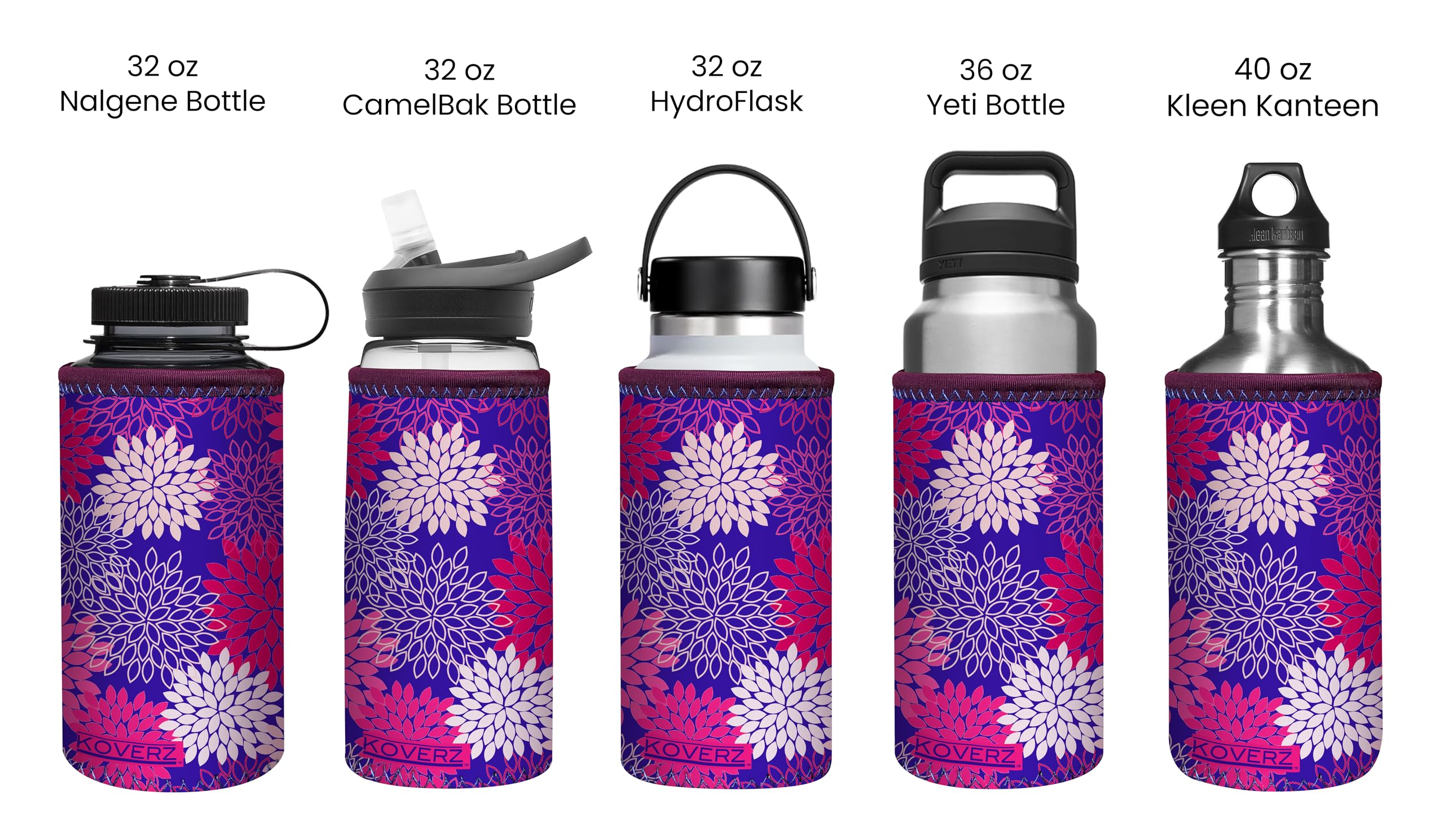 Koverz XL Neoprene 32-40 oz Water Bottle Insulator Cooler Coolie - Blue Aquatint by Jason Mathias