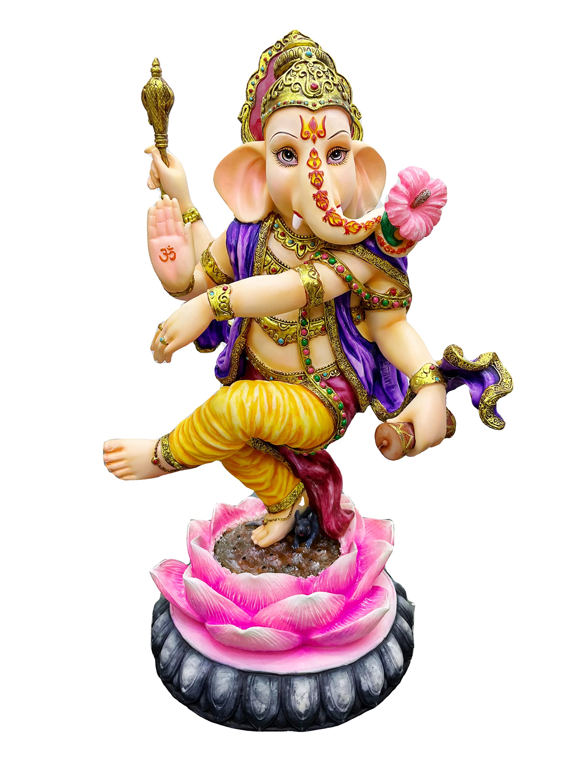 Sri Krishna Culture-New Very Large Beautiful Dancing Ganesh For Home Decoration-Height-20 Inches-Multicoloured-Resin