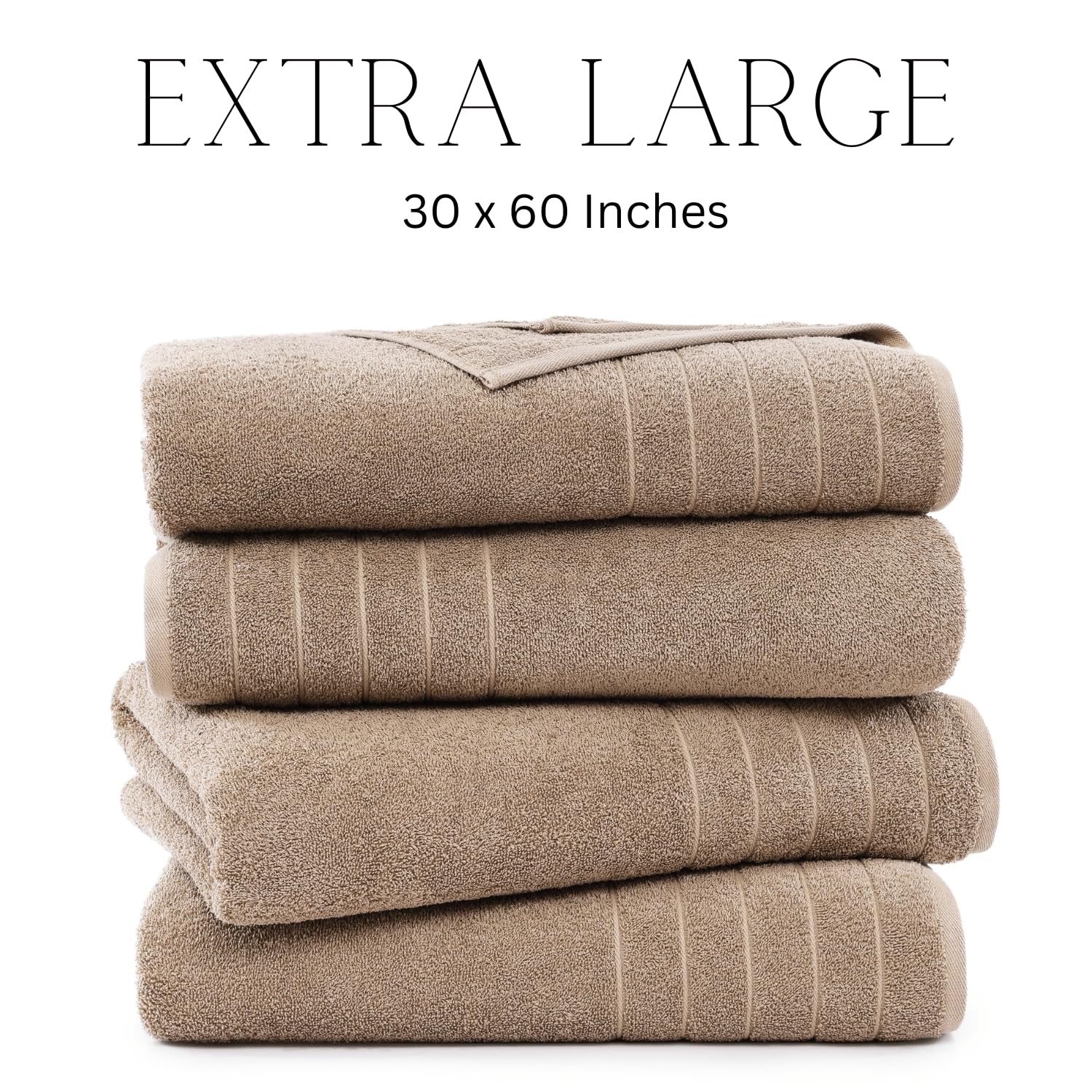 Casa Platino Bathroom Towels Set 4 Pack, Large Bath Towels(30''X 60''), 100% Ring Spun Cotton Towels, Lightweight Towel Sets For
