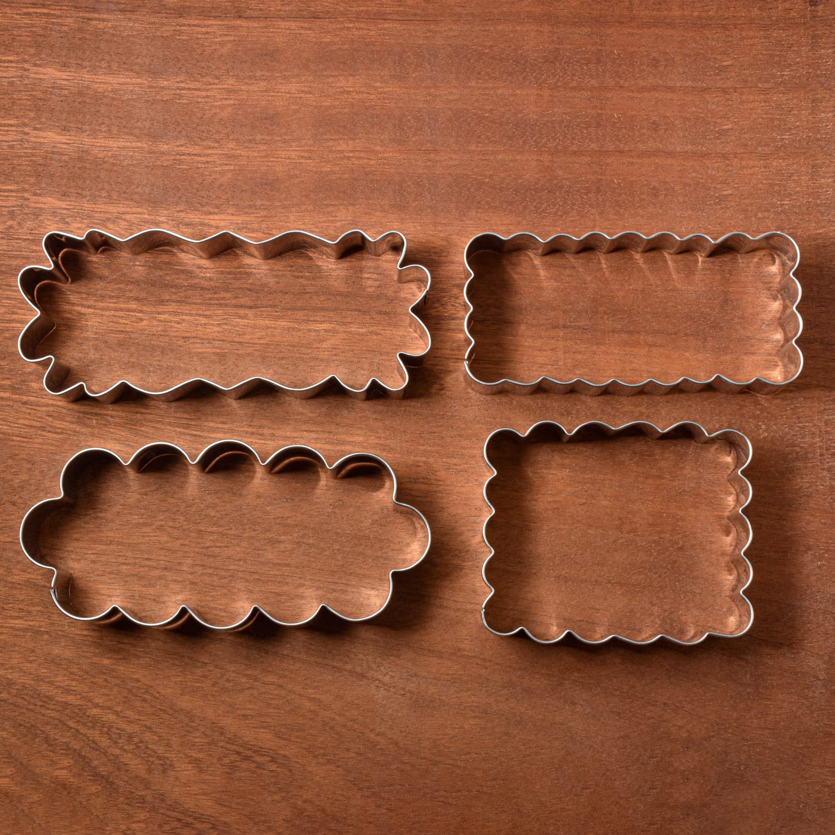 Liliao Rectangle Scalloped Edge Cookie Cutter Set, Stainless Steel (Rectangle And Scalloped Edge 8-Piece Set)