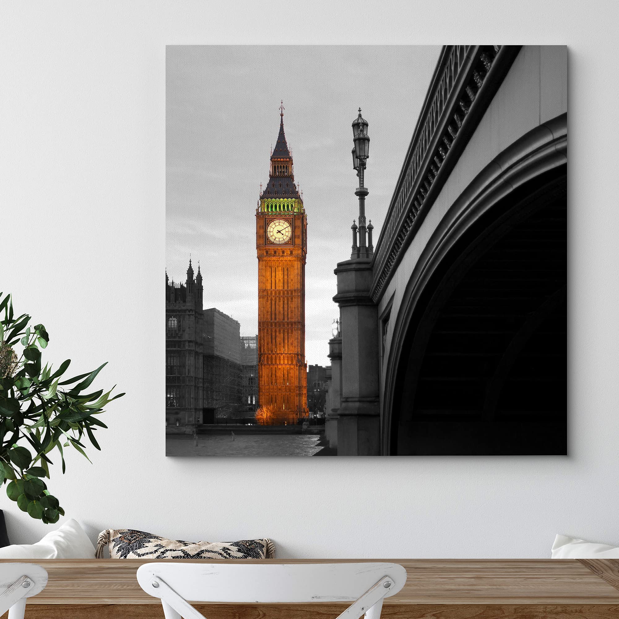 Wall26 Canvas Print Wall Art Pop Of Color Big Ben In London, England Architecture & Maps Cities Photography Realism Chic Scenic