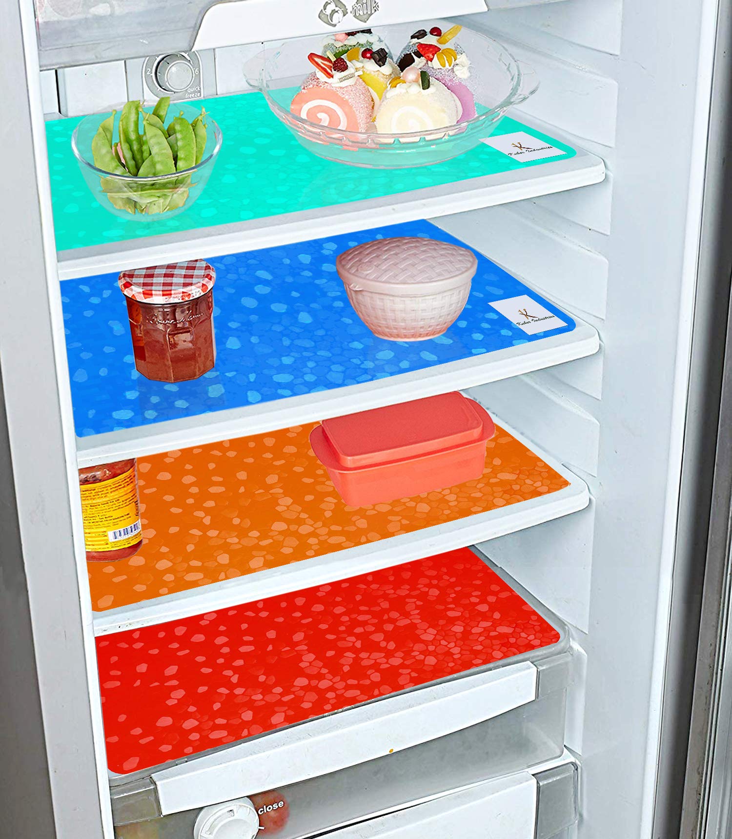 Kuber Industries Multipurpose Refrigerator Drawer Mat|Diamond Design & Water Proof PVC Material|Size48 cm x 33, Pack of 4 (Mult