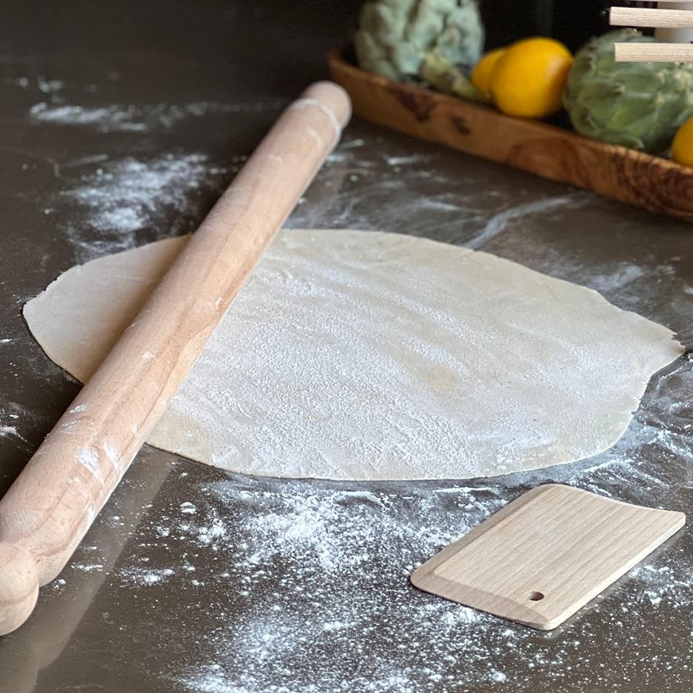 Italian Mattarello Pasta Rolling Pin And Dough Scraper Set By Verve Culture