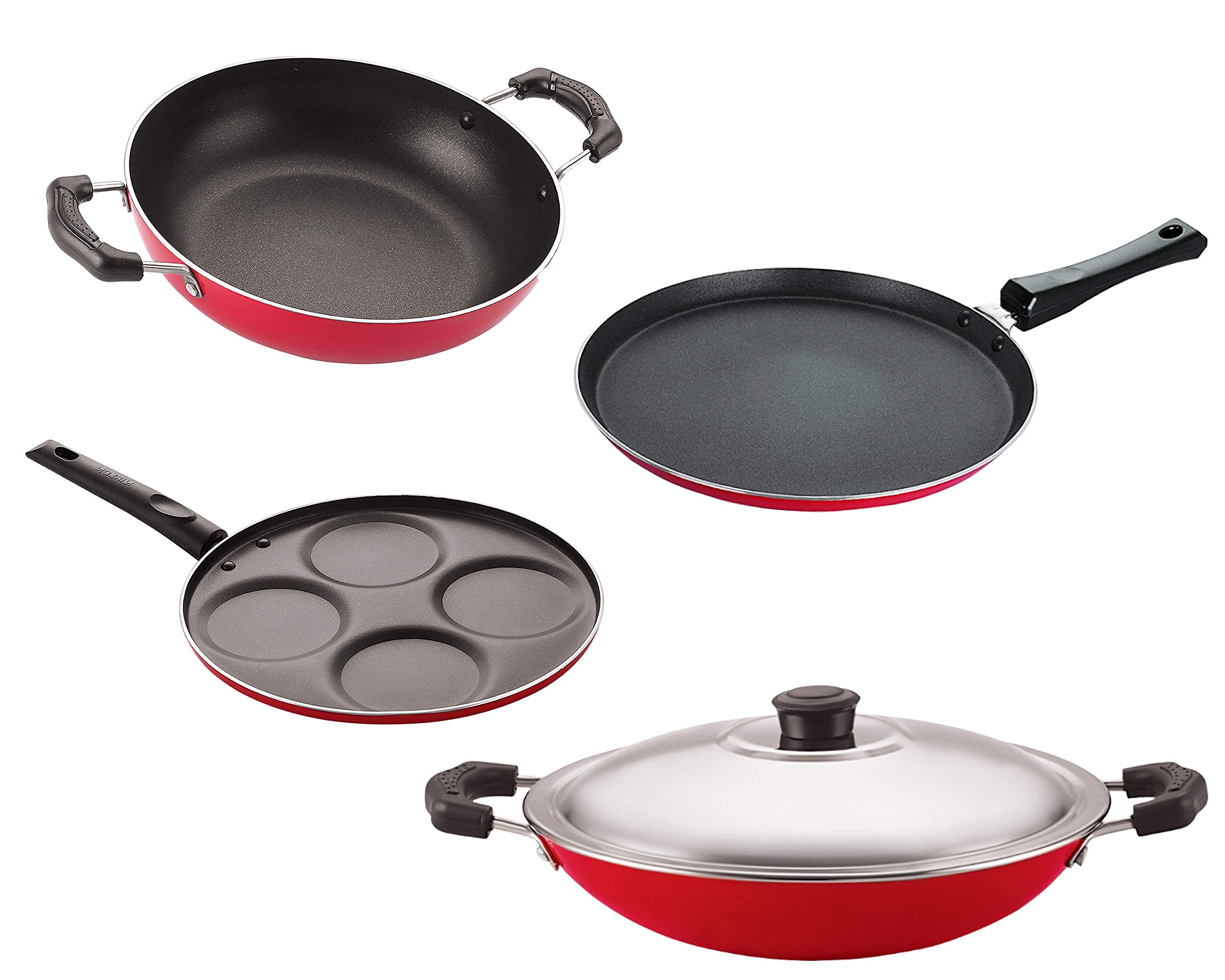 Nirlon Non Stick Cookware Pots & Pan Gift Set Of 4 Pieces With Bakelite Handle(2.6Mm_Ft13_Kd12_Ac_Up4)