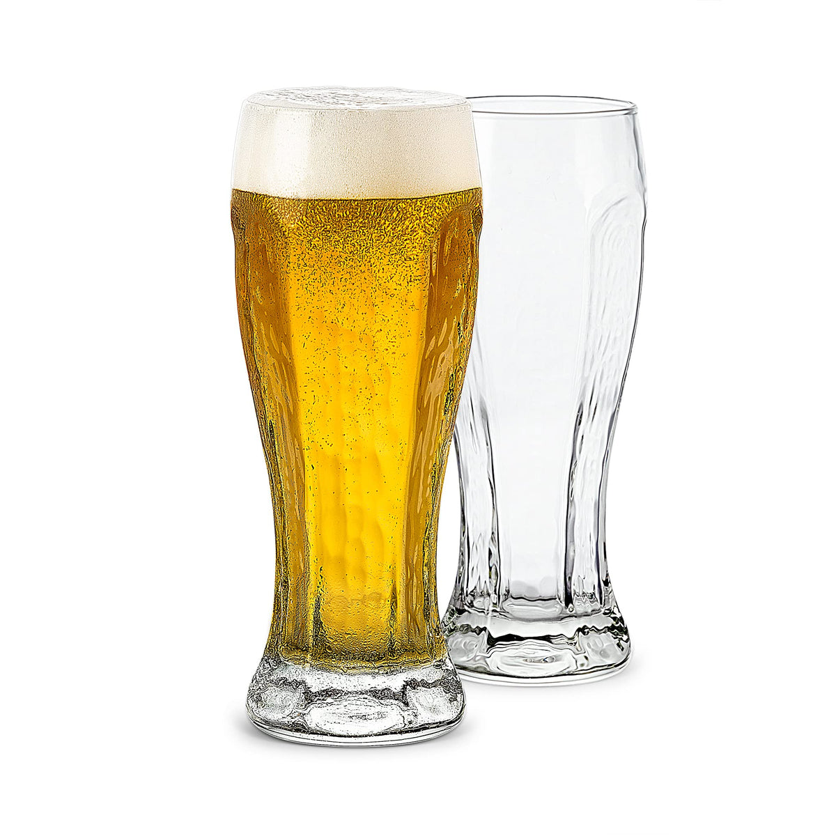 Luxu Beer Glasses, Hexagon Shape Pilsner Glasses Set Of 2,16Oz Crystal Craft Wheat Beer Glasses,Lead-Free Weizen Vase For Drinki