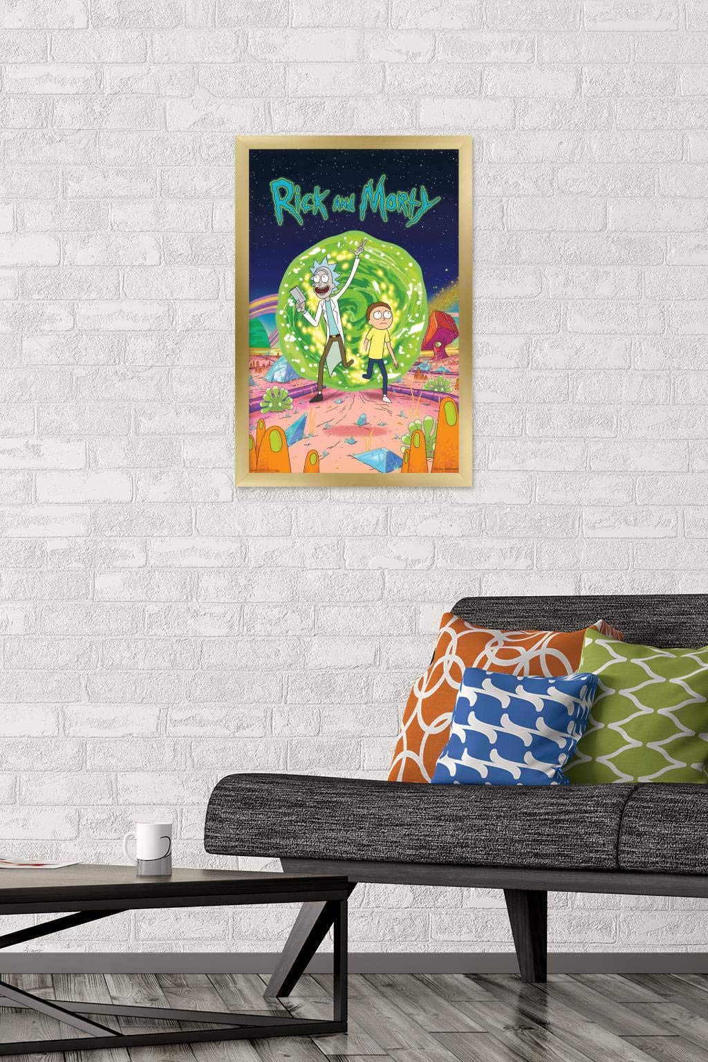 Trends International Rick And Morty - Cover Wall Poster, 14.725'' X 22.375'', Gold Framed Version