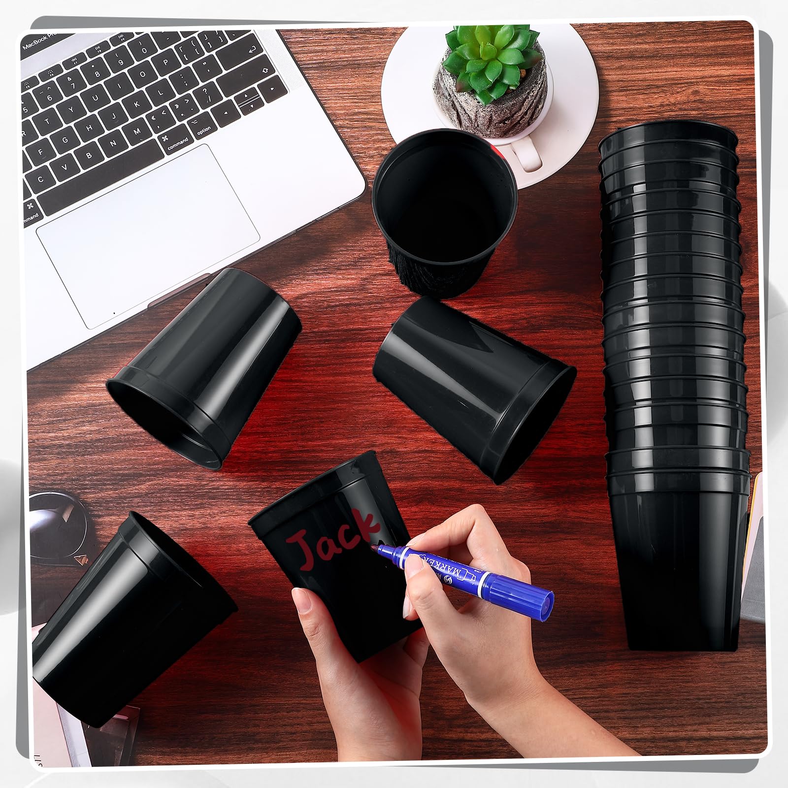 Mifoci 24 Pcs Stadium Plastic Cups Blank Reusable Drink Tumblers Bulk Stackable Drinking Stadium Tumbler For Kids Birthday Party