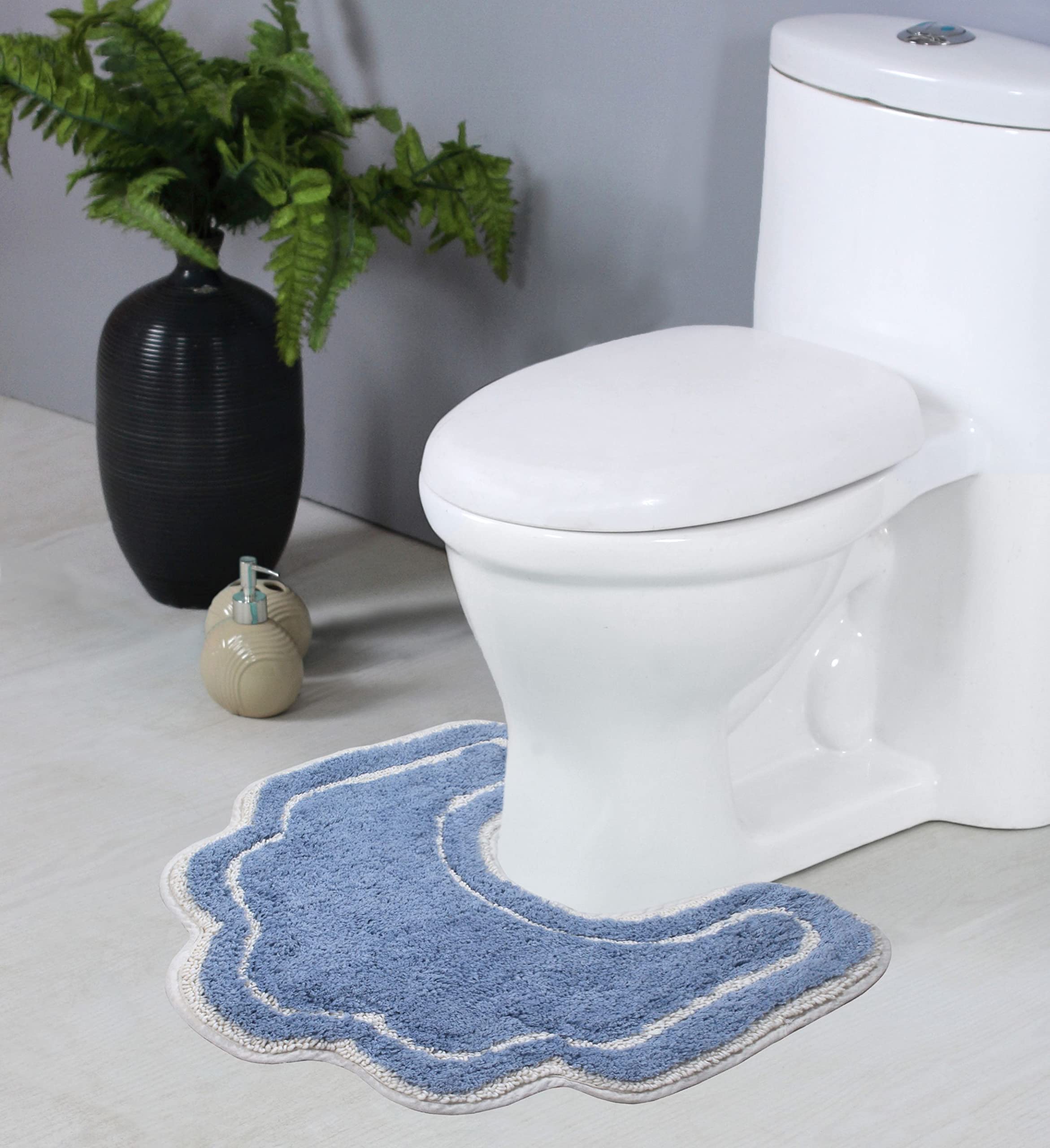Home Weavers Allure Collection Toilet Rugs U Shaped Contour,Extra Thick Toilet Rug, Non-Slip Contour Mat For Bathroom, 100% Cott