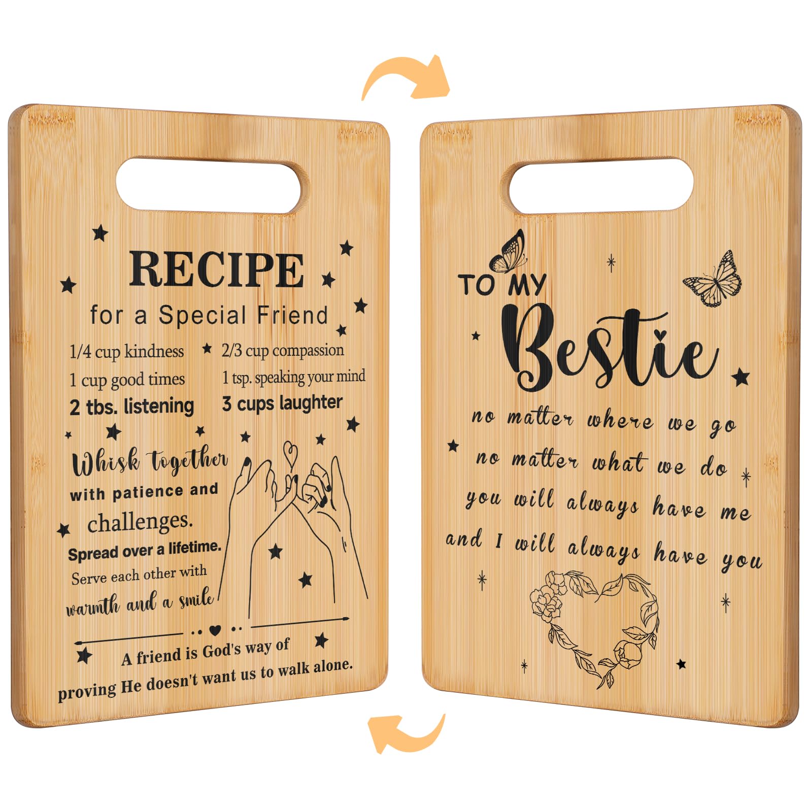 Best Friend Birthday Gifts for Women, Friendship Bestie Gifts for Female Friends, Unique Engraved Cutting Board Present, Inspira
