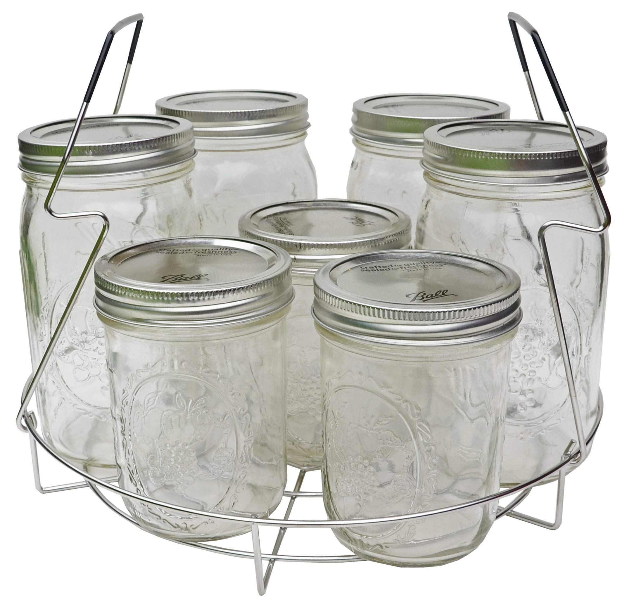 Blimber Stainless Steel Canning Rack, Contoured Comfort Grip Handles Rack, Non-Rusting Rack - Canning Becomes Easy, Fun And Safe