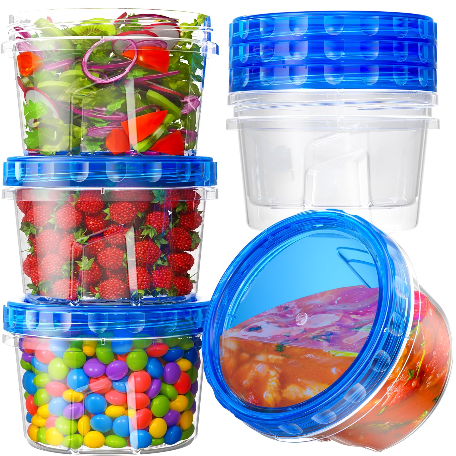 BiuLeon 6 Pack-17oz Freezer Storage Containers, Plastic Food Storage Containers with Twist Top Lids, BPA Free and Reusable Soup 