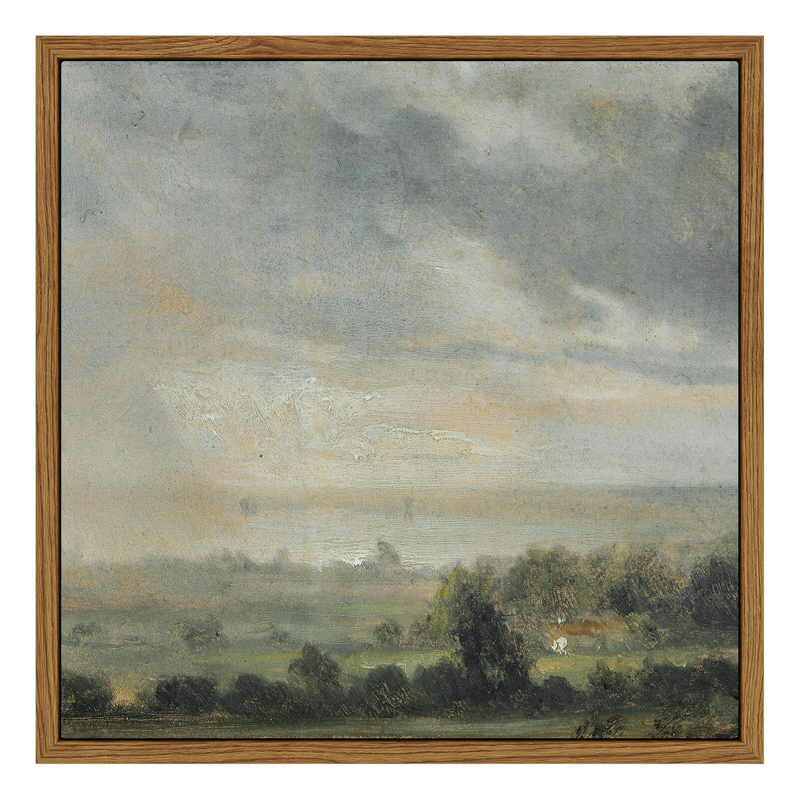 Insimsea Square Framed Canvas Wall Art, Scenery Room Decor Sky Grassland Landscape Canvas Oil Painting Home Wall Decor Artwork,