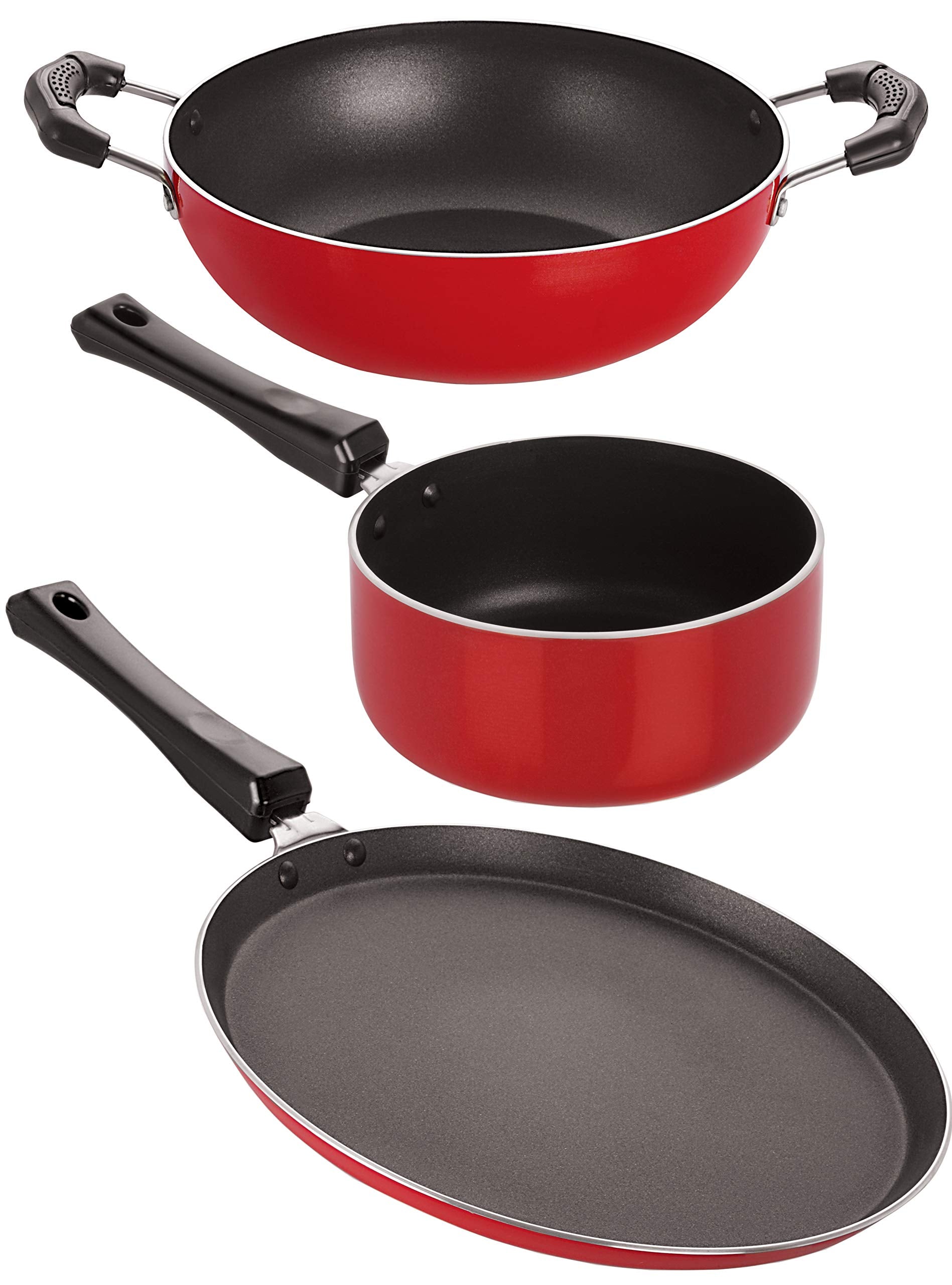 Nirlon NonStick Chemical Free NonInduction 3 Piece Kitchenware Essential Set Gift Offer