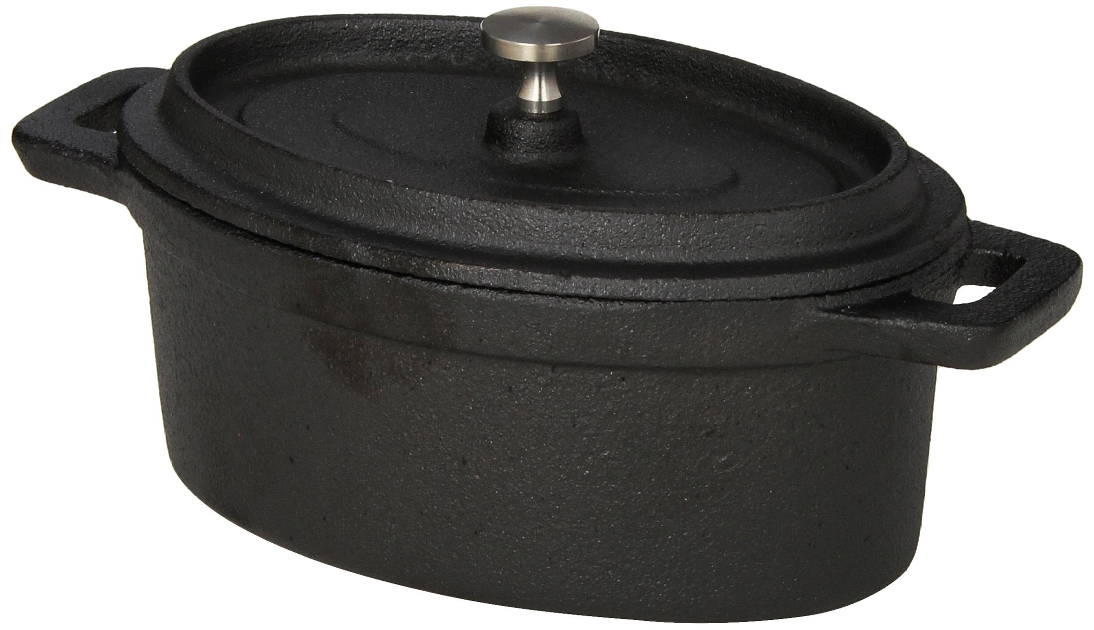 American Metalcraft Cipov6040 Cast Iron Oval Casseroles And Pots, 7.5'' Length X 4'' Width, Black