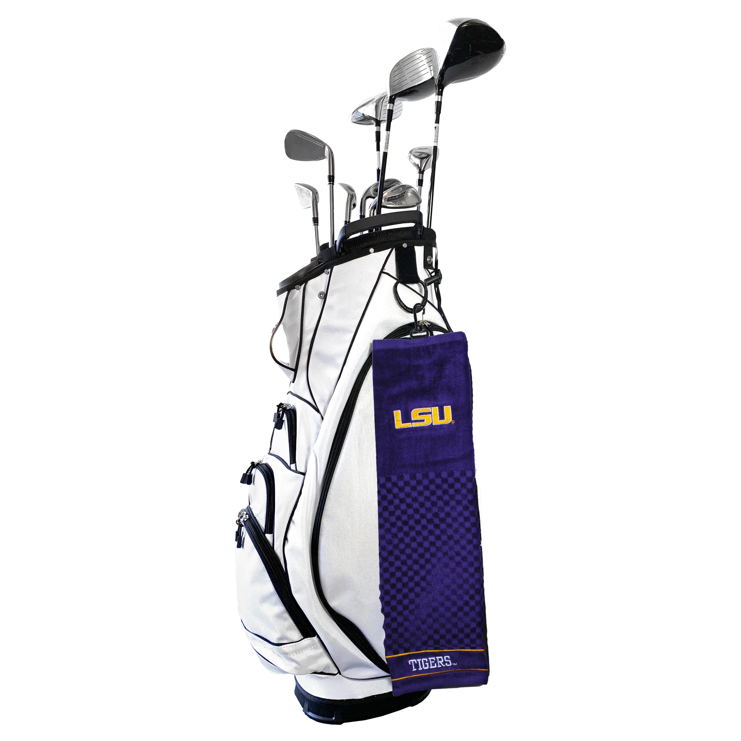 Team Golf Ncaa Lsu Tigers Embroidered Golf Towel Embroidered Golf Towel, Checkered Scrubber Design, Embroidered Logo
