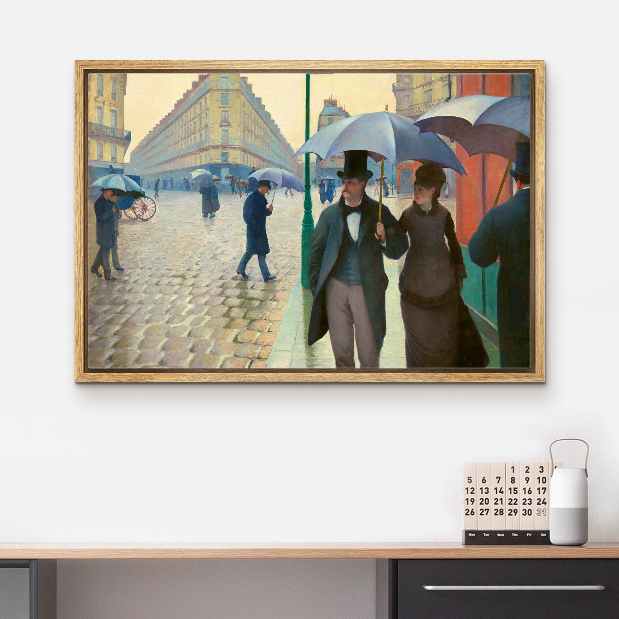 Wall26 Framed Framed Canvas Print Wall Art Rainy Day By Gustave Caillebotte Nature Wilderness Illustrations Fine Art Traditional