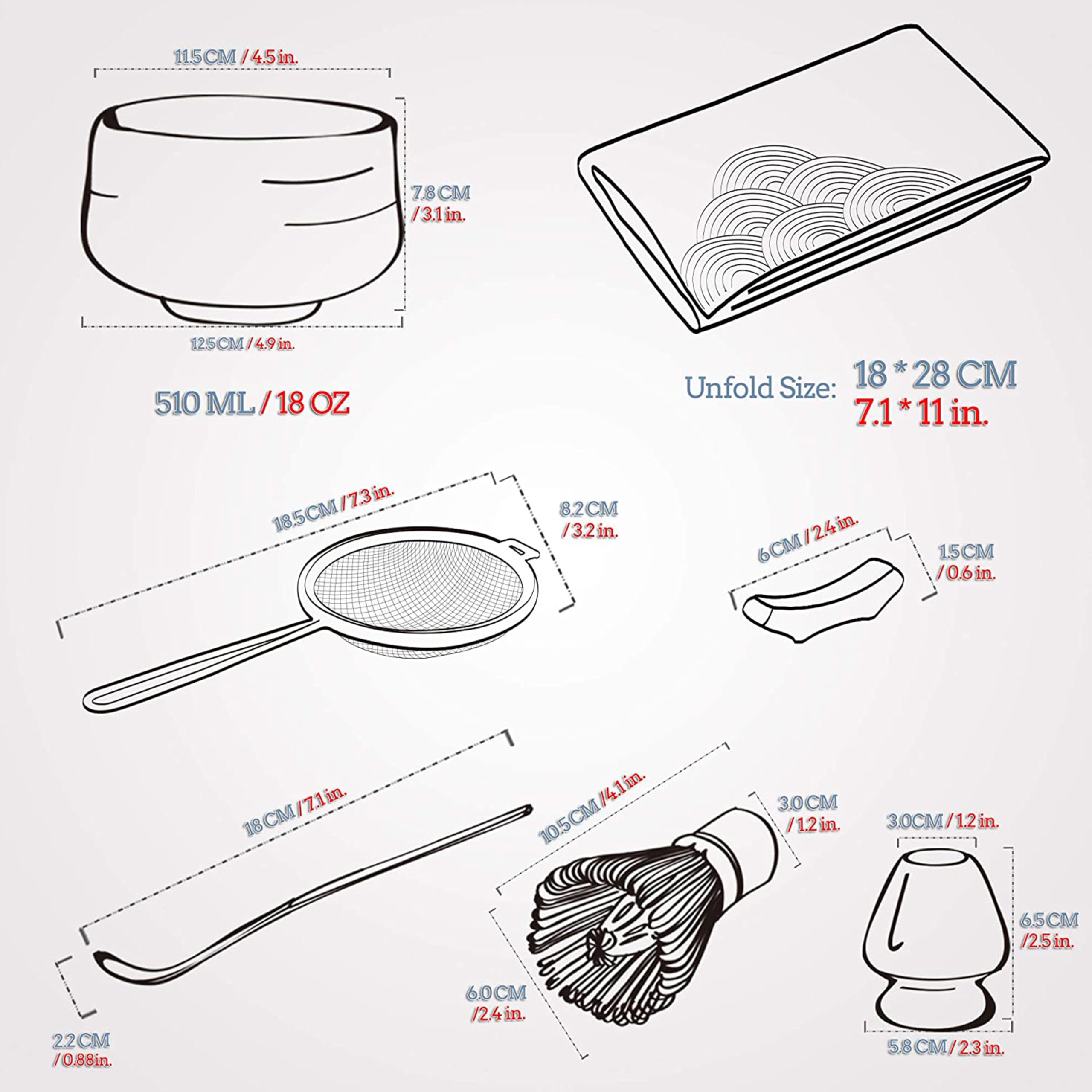 Teanagoo Japanese Matcha Tea Set, Matcha Bowl, Matcha Bamboo Whisk, Scoop, Sifter, Matcha Whisk Holder, Matcha Whisk Stand, Matc