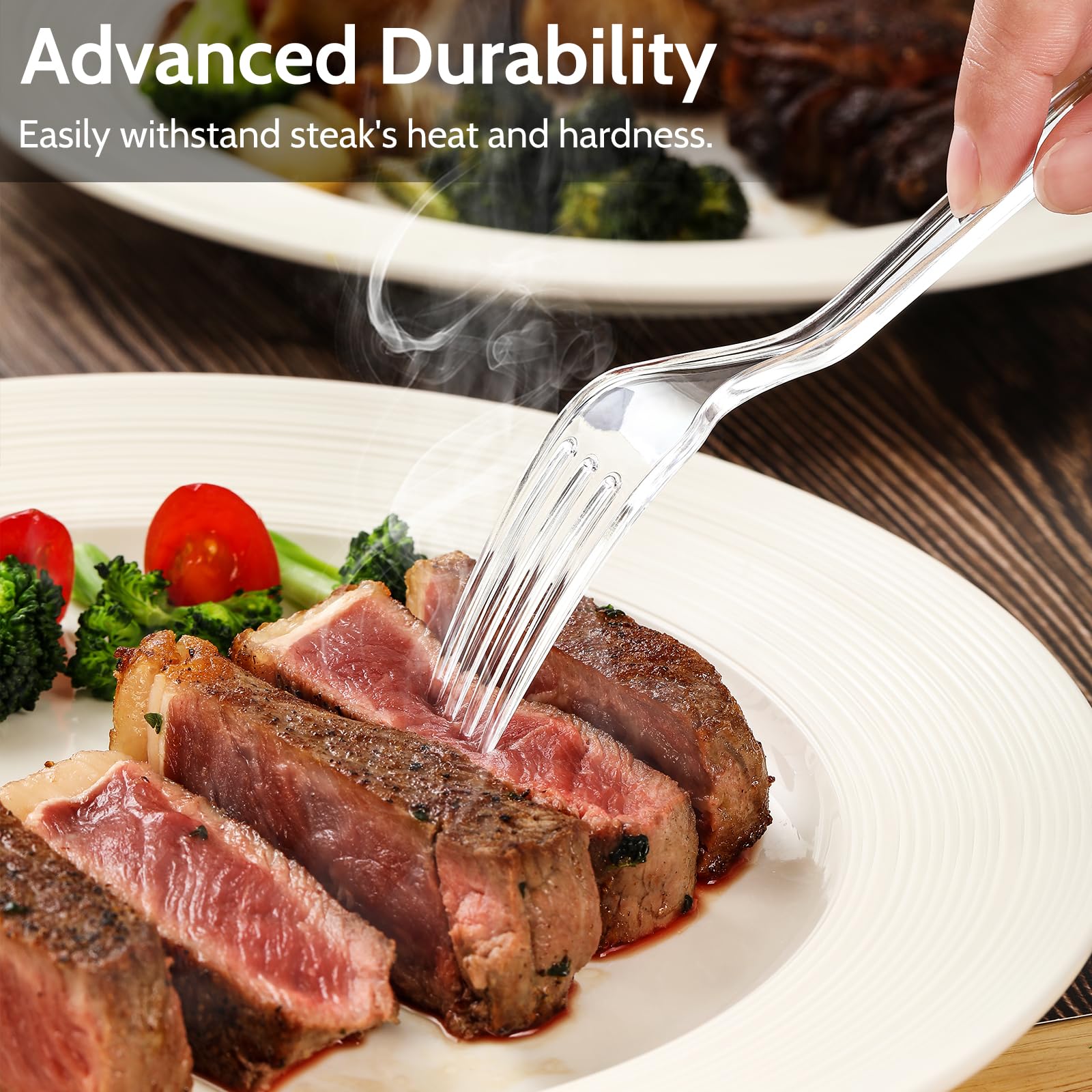 [300 Count] Clear Heavy Duty Plastic Forks, Heavyweight Disposable Forks, Fancy Plastic Cutlery, Elegant Disposable Forks, Plast