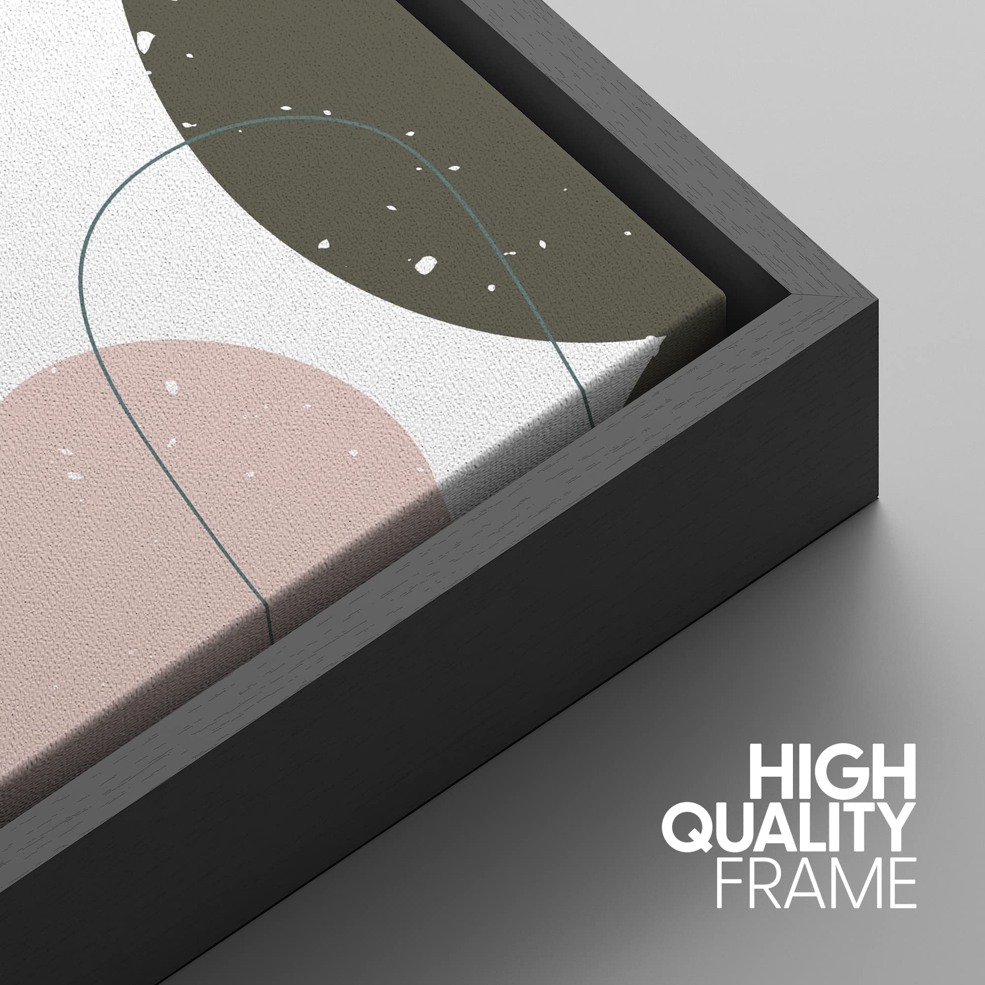 Idea4Wall Framed Wall Art Print Set Brown, Pink, Green & Orange Polygon Variety Geometric Flower Illustrations Modern Art Rustic