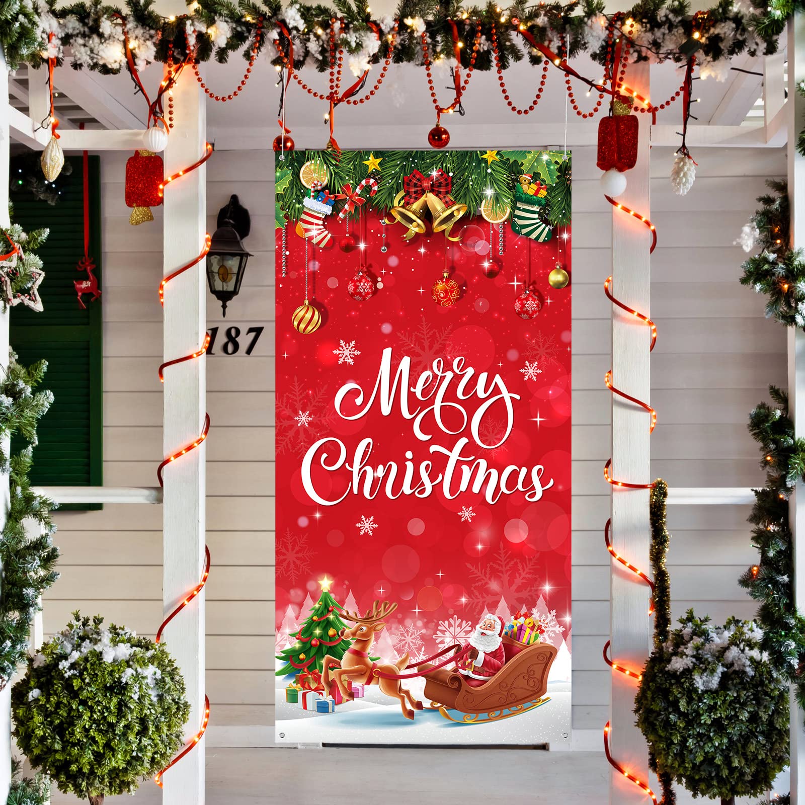 Christmas Decorations Merry Christmas Door Cover Christmas Background Banner Xmas Door Hanging Covers Photo Booth Props For Chri