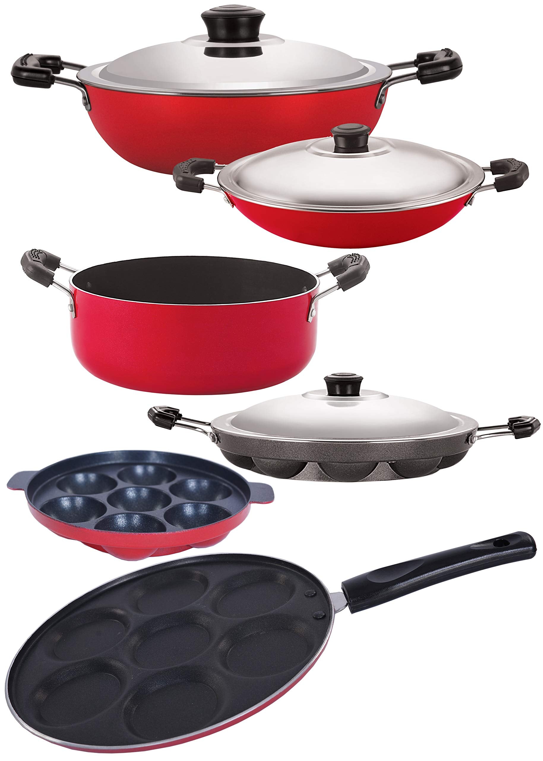 Nirlon NonStick Aluminium Kitchen Cooking Essential, 6 Piece Set