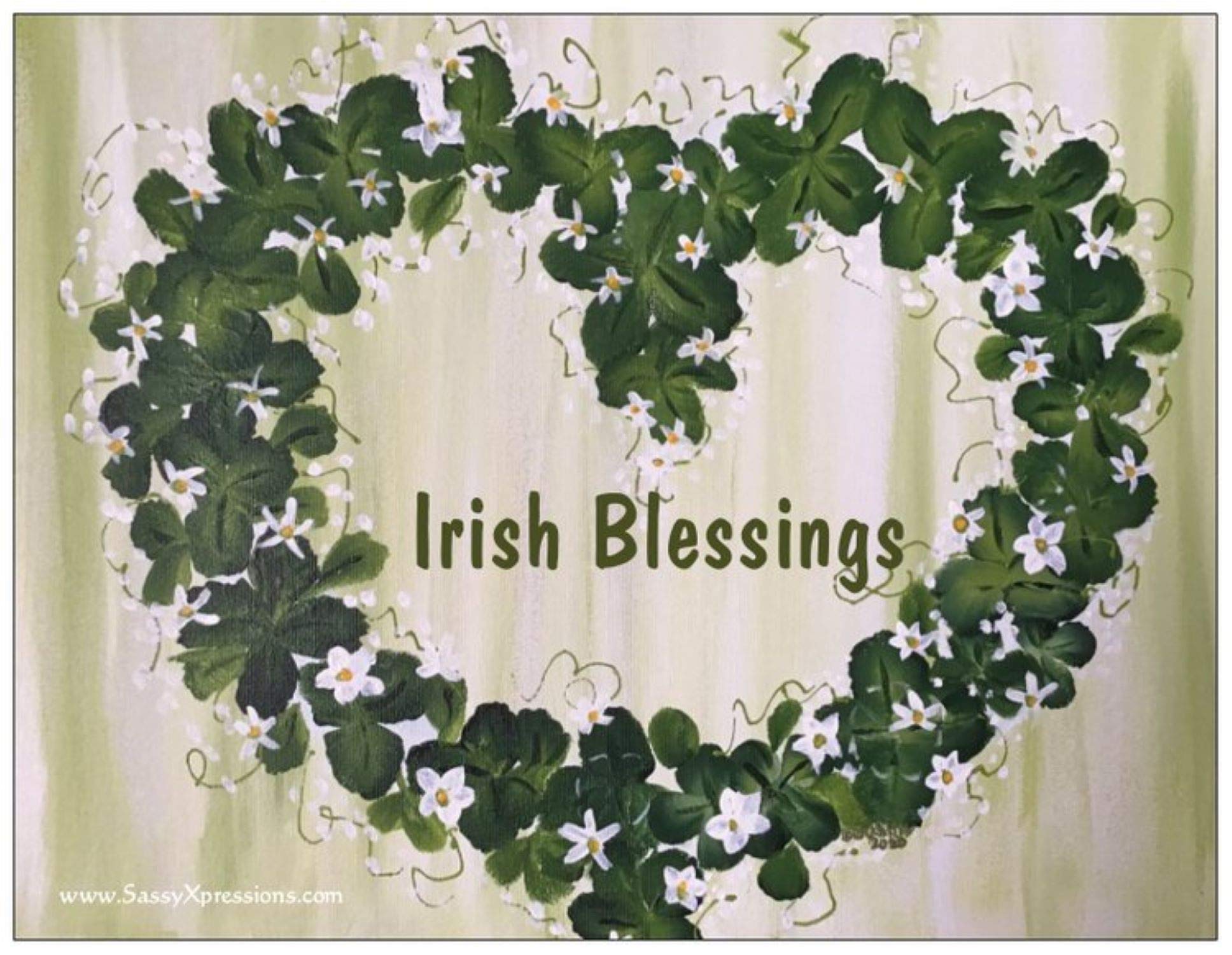 Irish Blessings Shamrock Heart Wreath Refrigerator Magnet