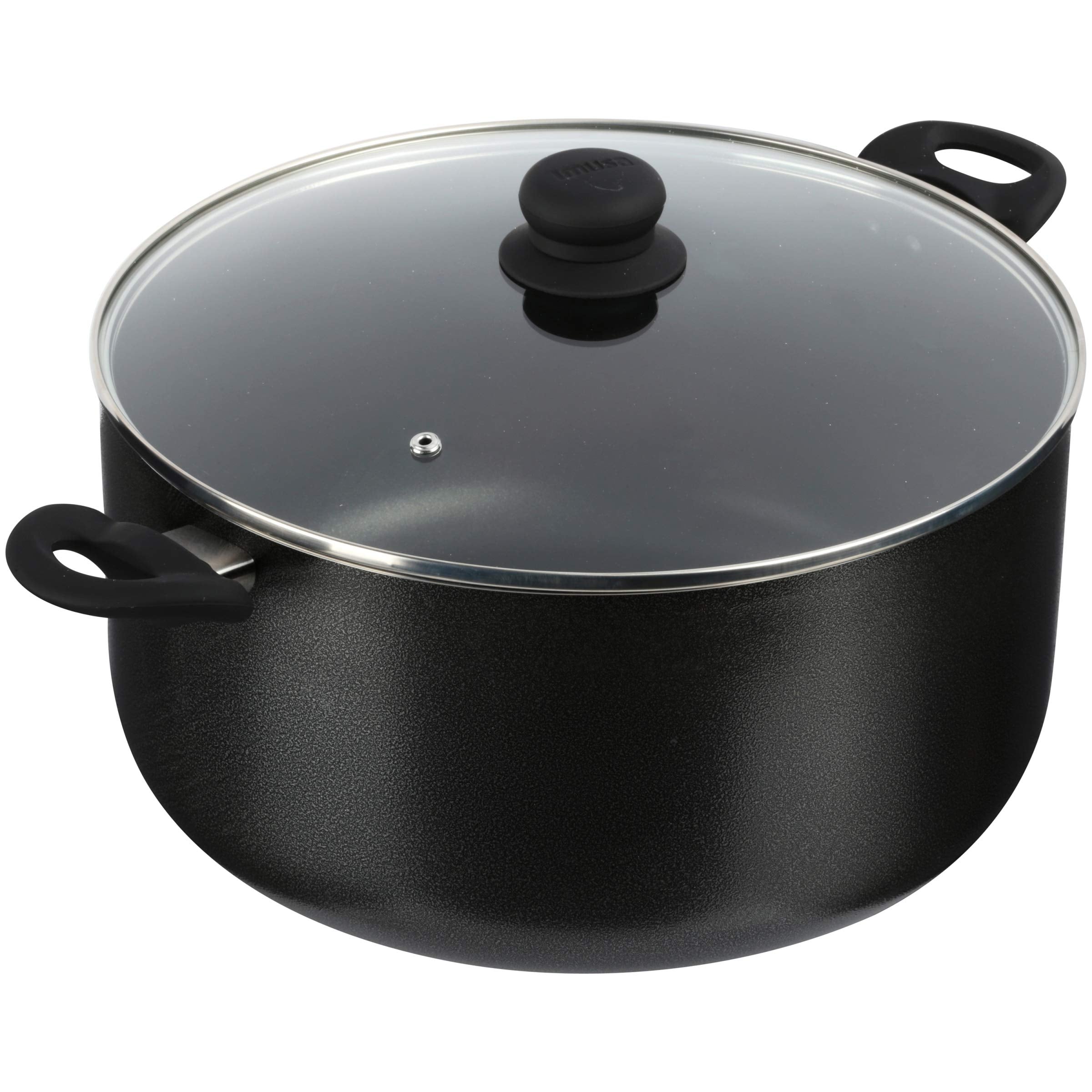 Imusa Usa 12.7Qt Charcoal Stock Pot W/Gl, 12.7 Qt, Black